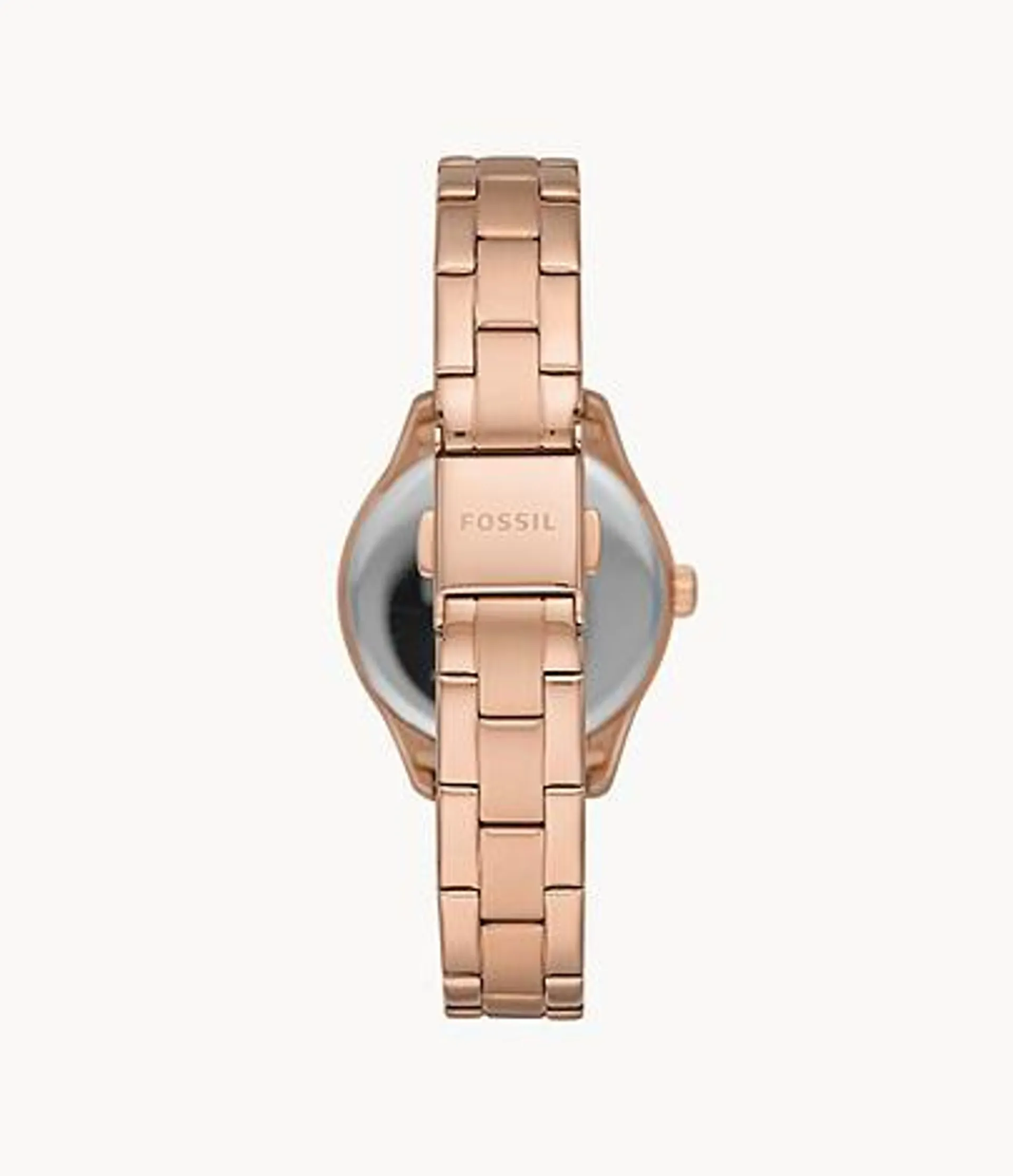 Reloj Rye de acero inoxidable en tono oro rosa con tres agujas y fecha