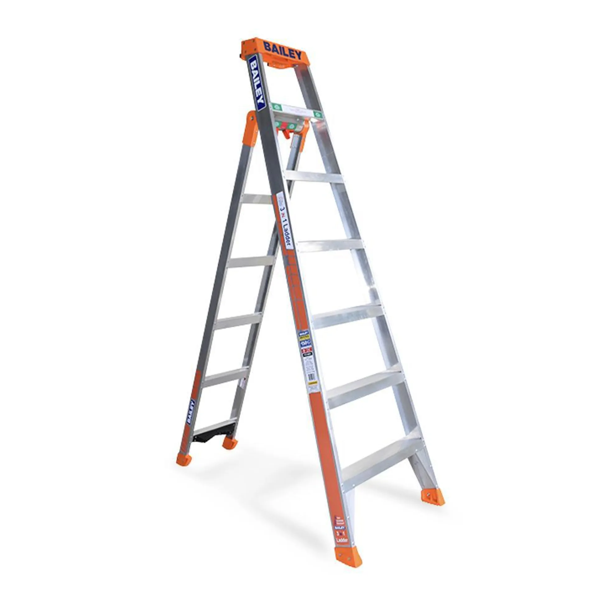 Bailey FS13863 150kg 2.1m 3-in-1 7/11 Aluminium Step Leaning Straight Ladder
