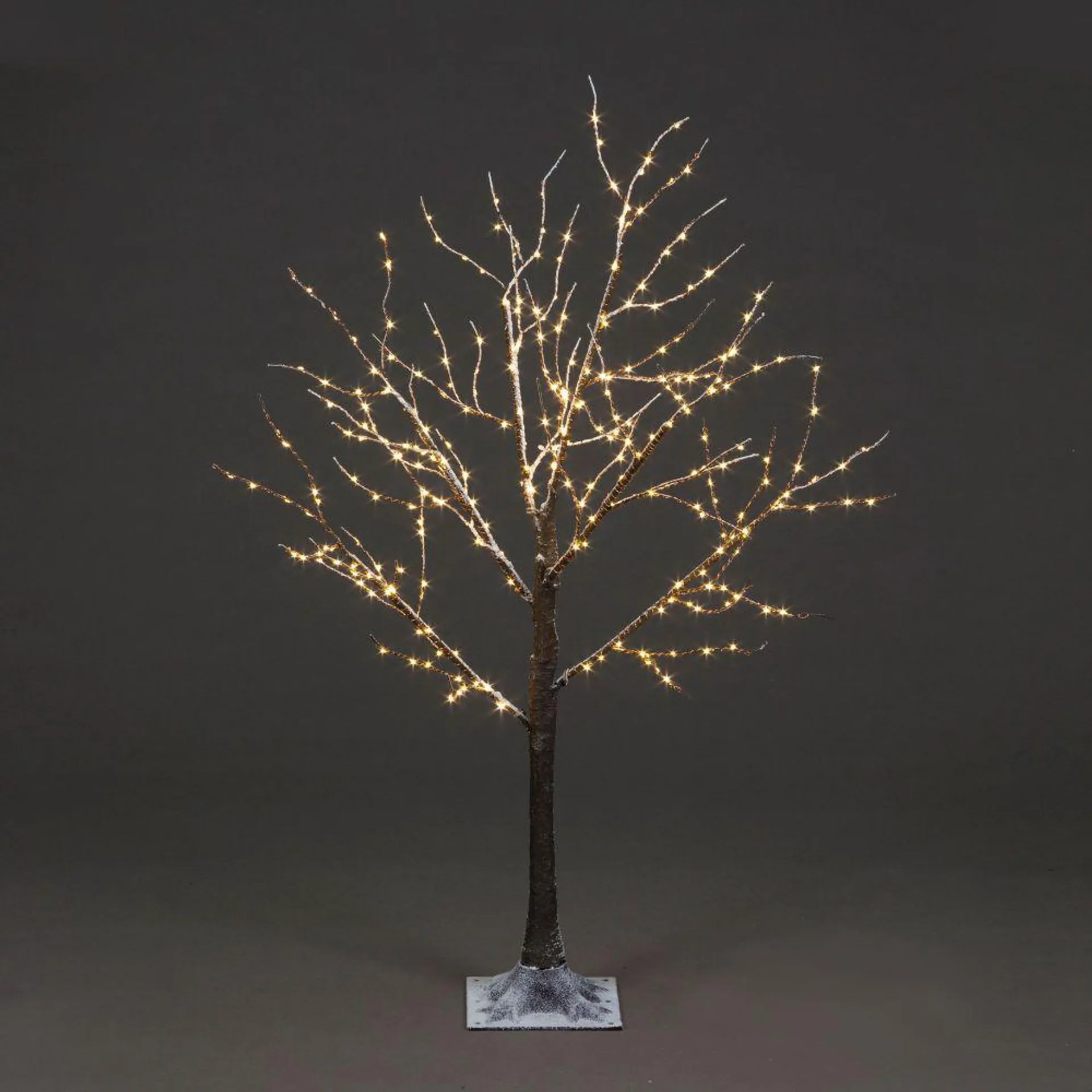 Frosted Brown Twig Tree With Warm White LEDs