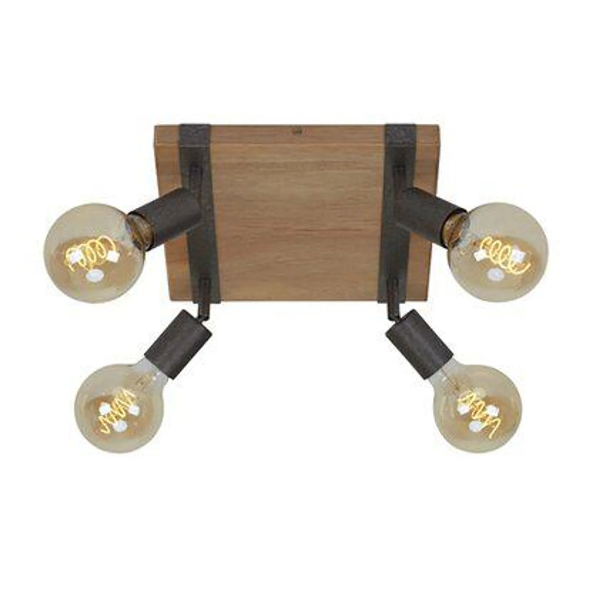 Plafoniera 4 luci in legno e metallo Wood basic E27