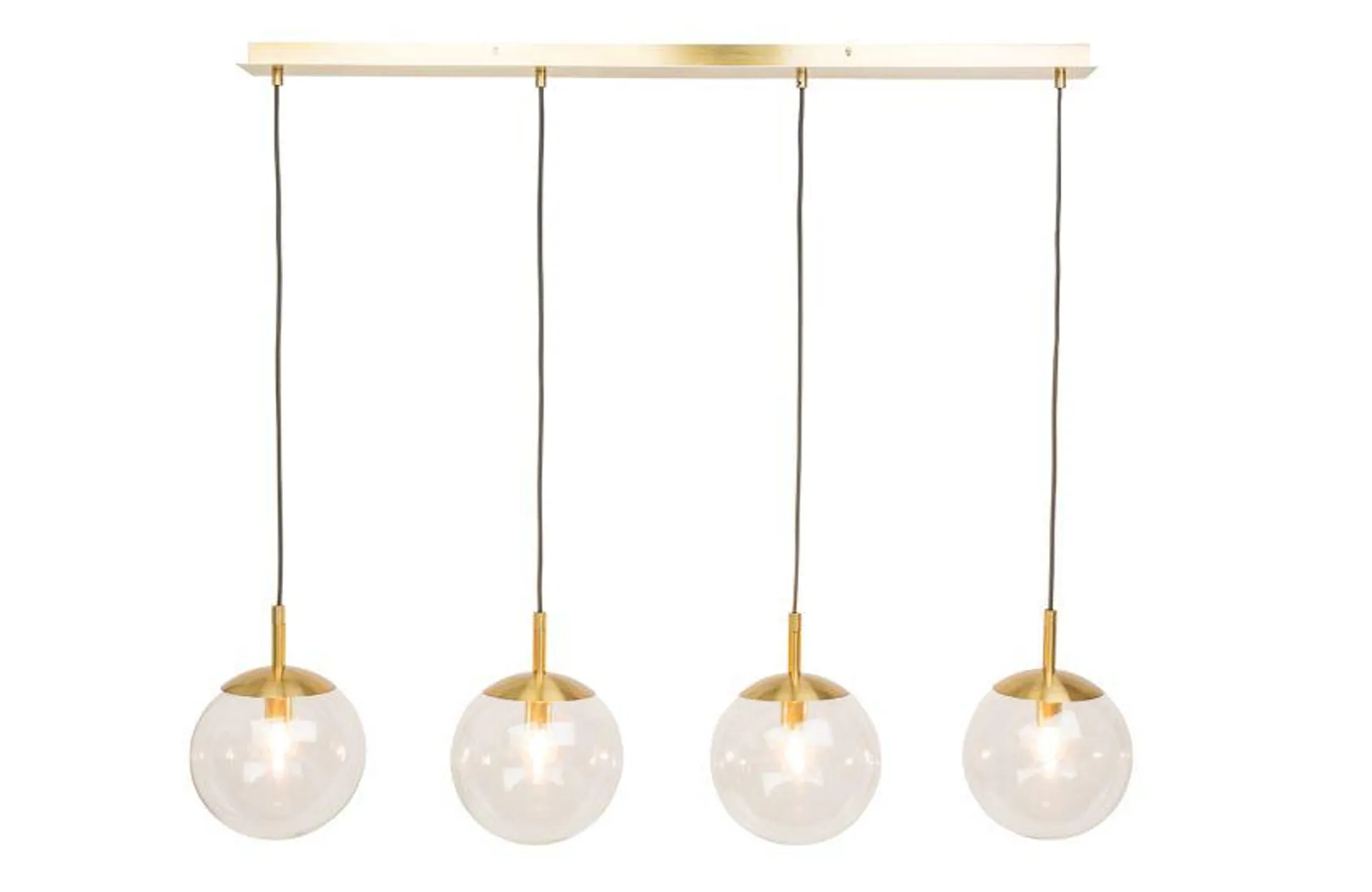 Joule 4 Light Pendant Glass Clear and Antique Brass