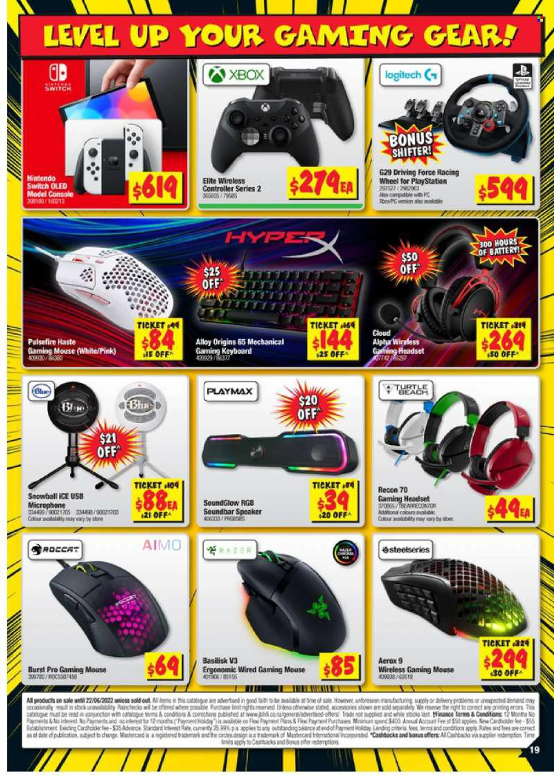 JB Hi-Fi mailer - 09.06.2022 - 22.06.2022 - Sales products - gaming keyboard, gaming mouse, Razer, wireless controller, gaming headset, Nintendo Switch, battery, Logitech, mouse, keyboard, PlayStation, Xbox, speaker, sound bar, microphone, headset. Page 1