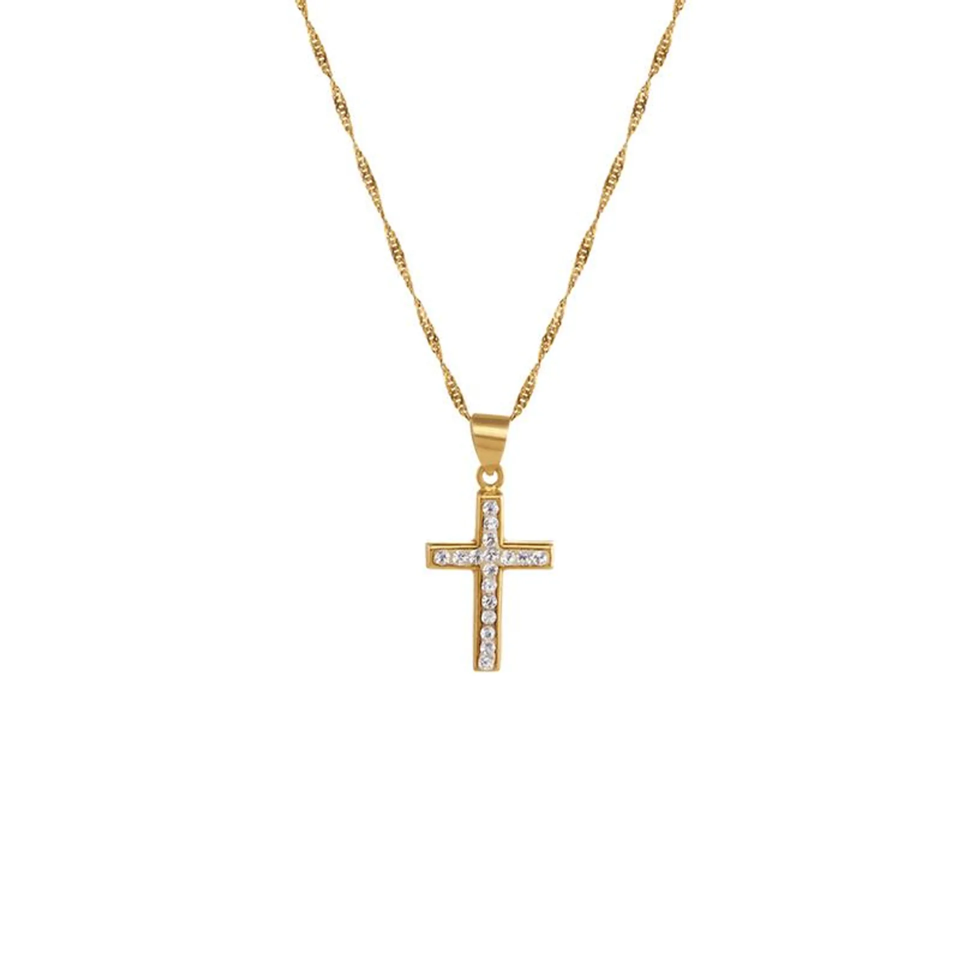 9ct Yellow Gold & Sterling Silver with Cubic Zirconia Cross