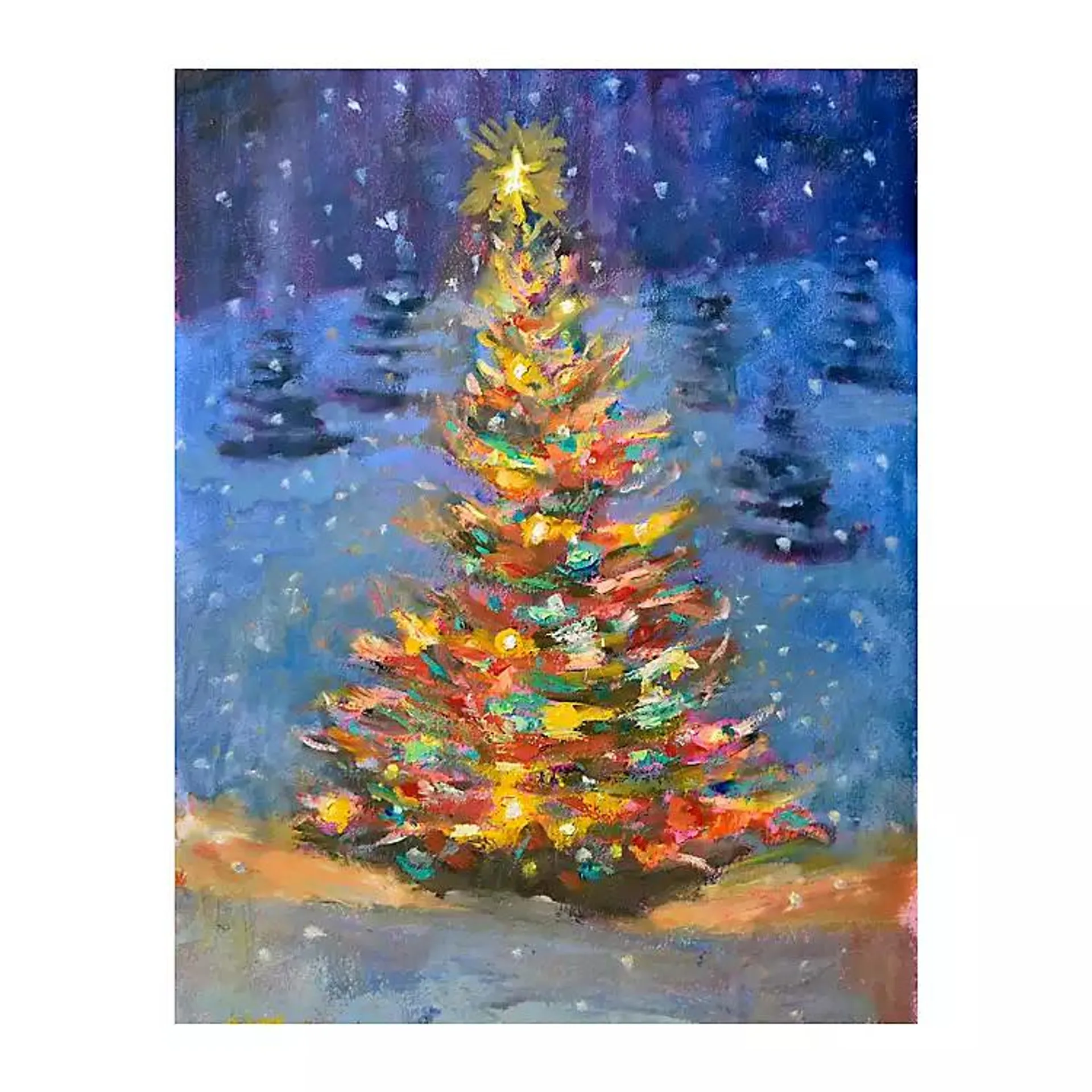 Christmas Tree Multi Lights Canvas Art Print