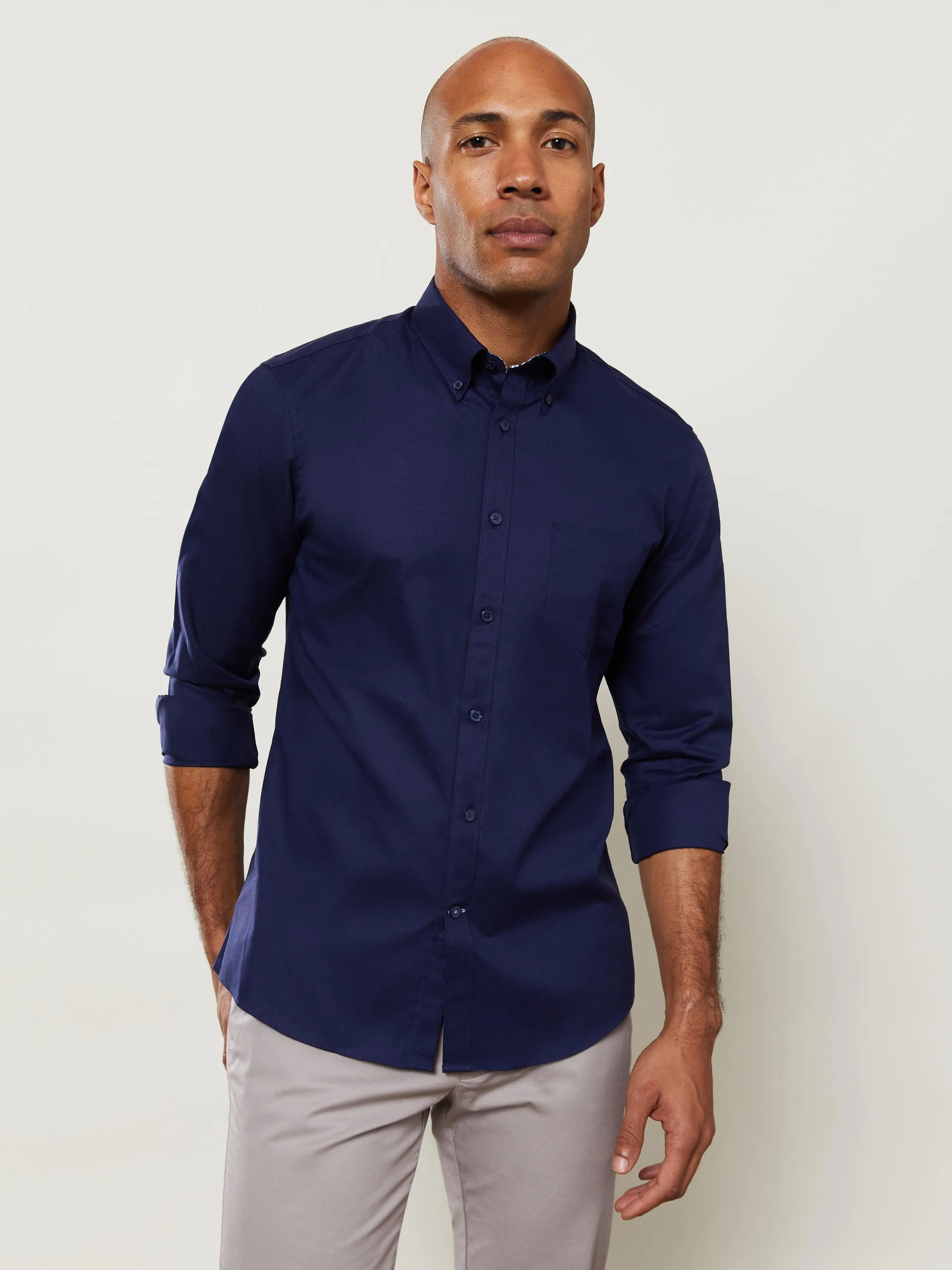 Royal Oxford Slim Fit Navy Shirt