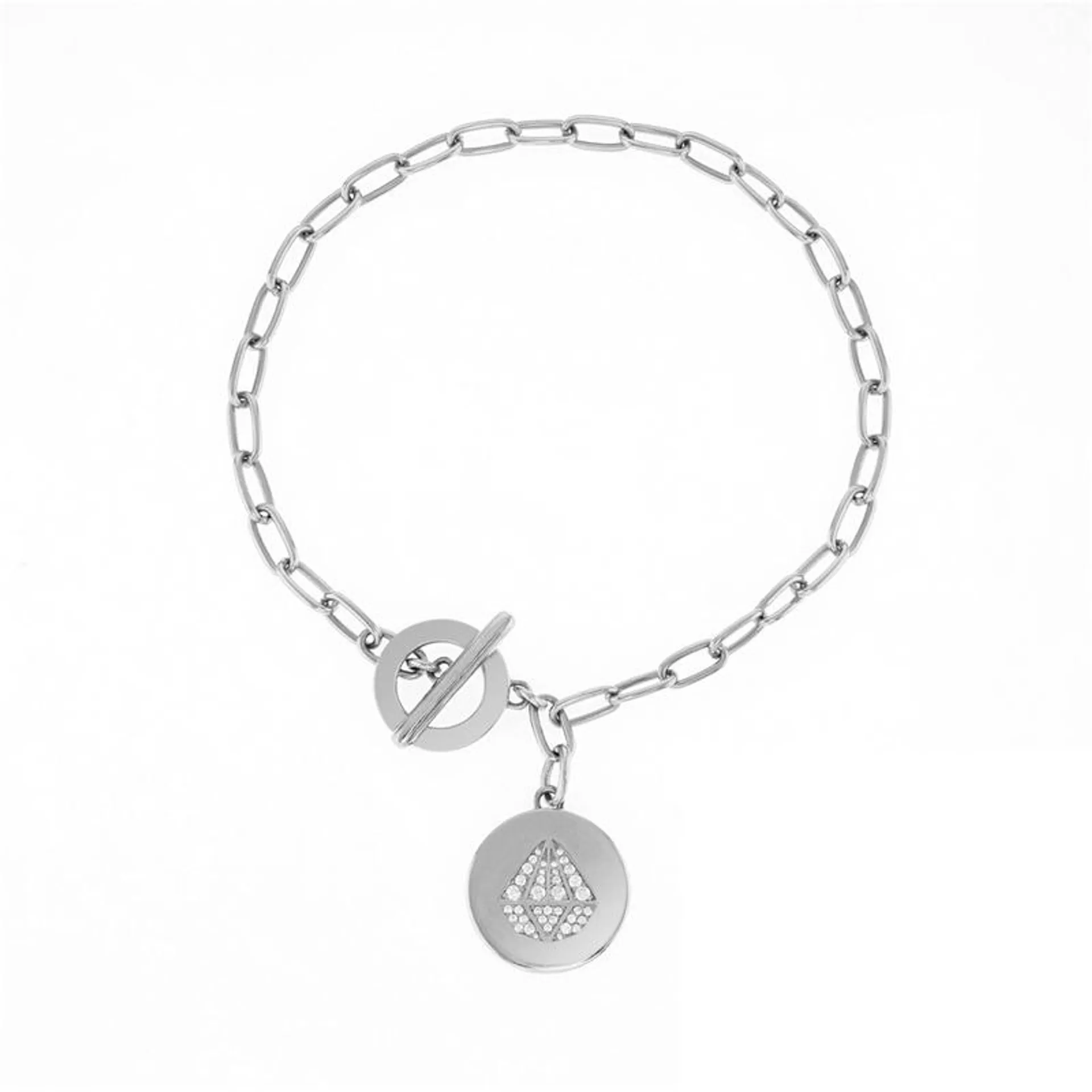 Sterling Silver Cubic Zirconia Women's Iconic Chain Bracelet
