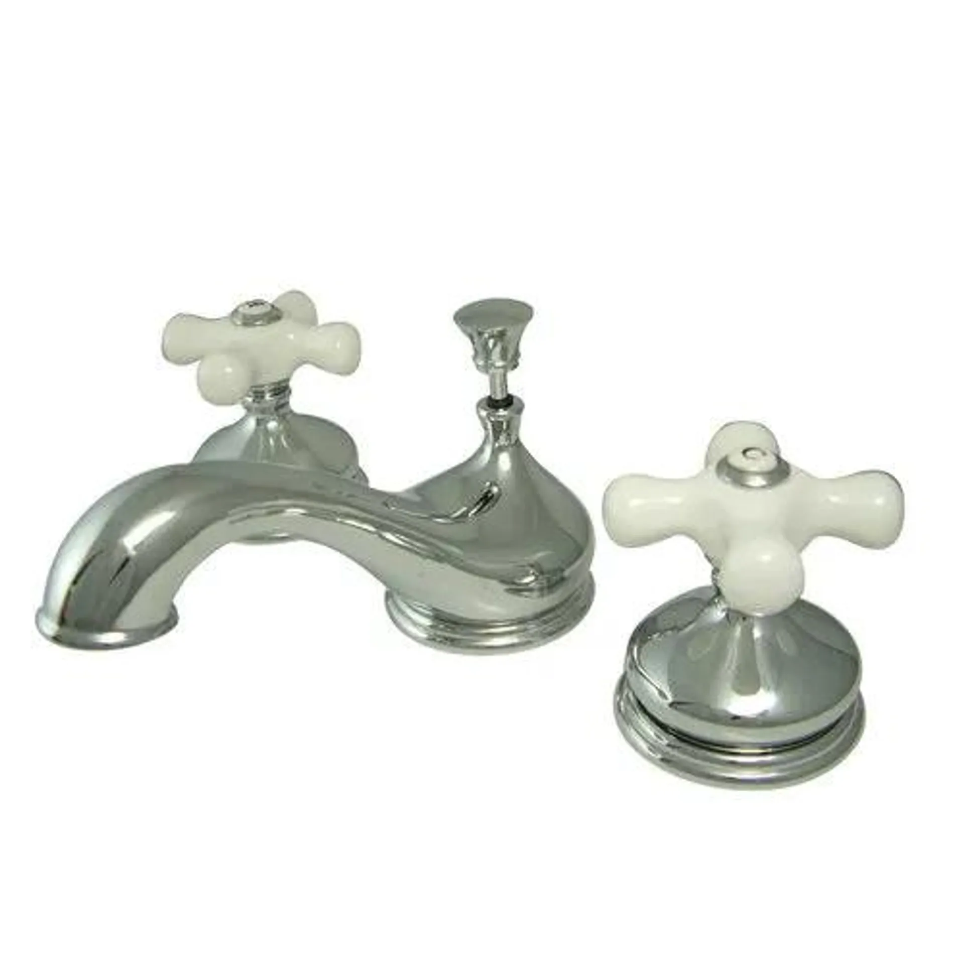 Restorers Widespread Lavatory Faucet - Porcelain Cross