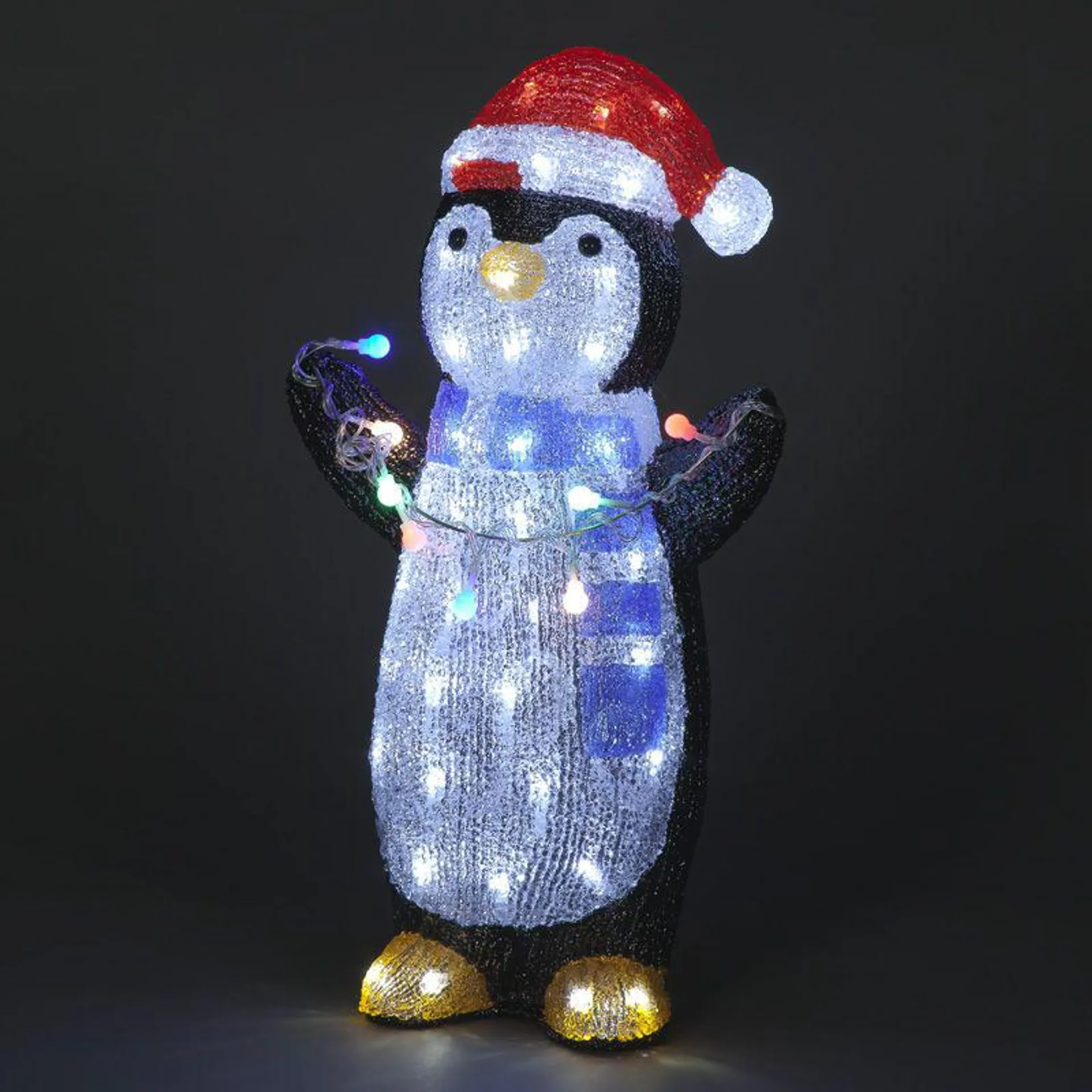 51cm Acrylic Penguin Holding Christmas Tree Lights