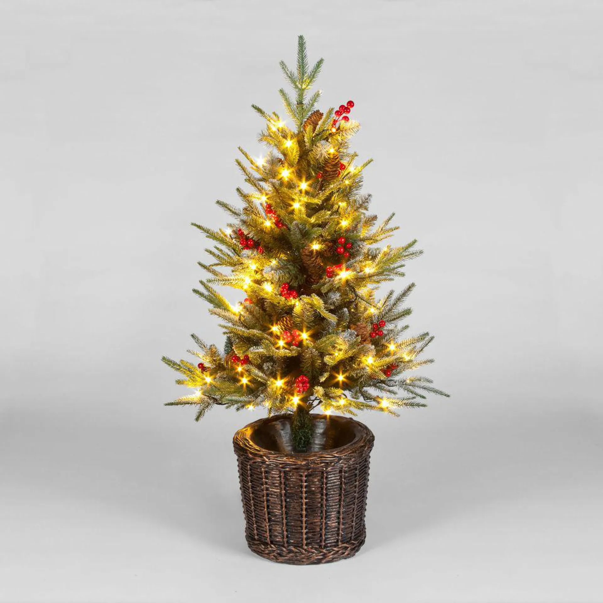 120cm Pre-Lit Ontario Porch PE Tree With 100 LEDs With Basket