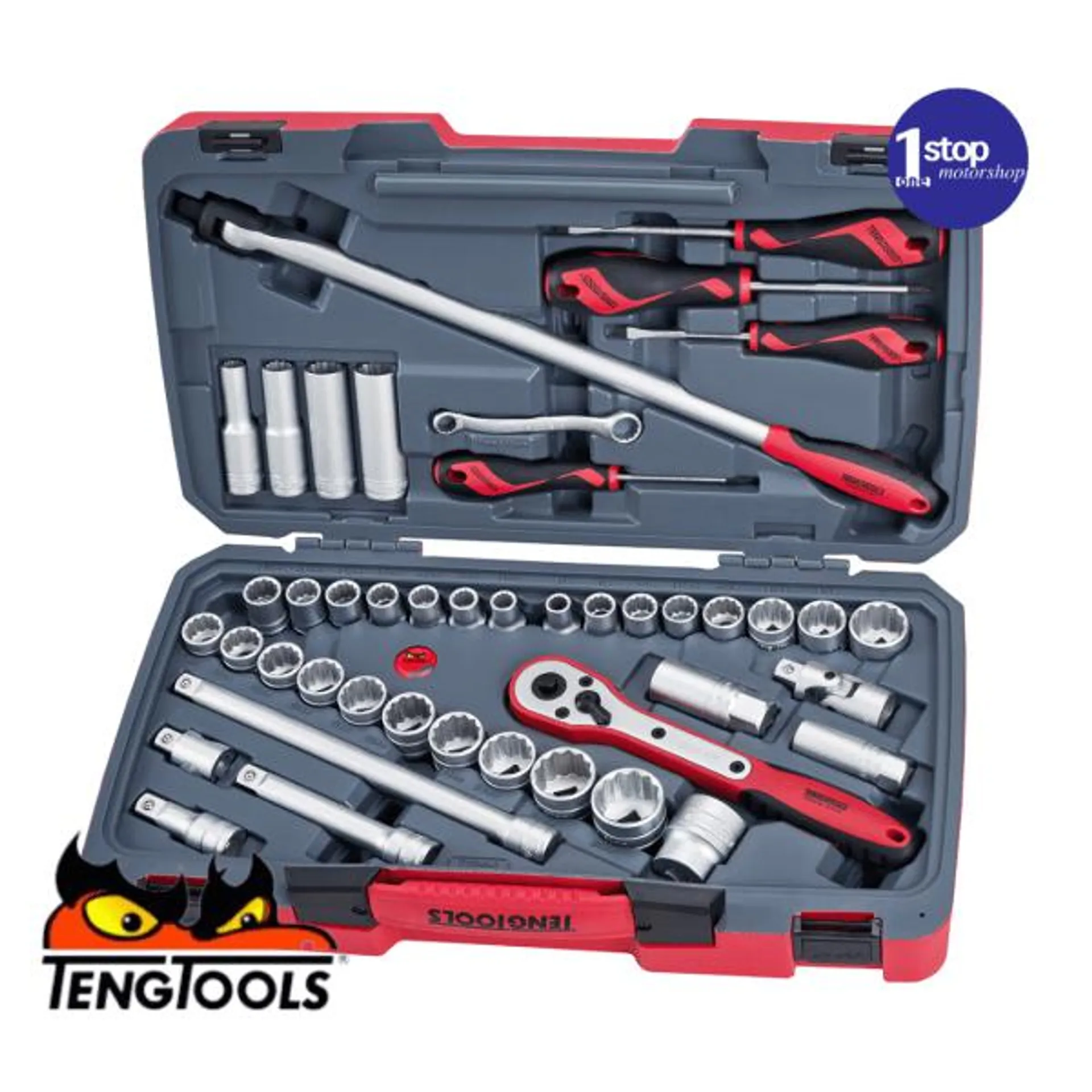 Teng Tools T1244 Socket Set 1/2 inch drive 44 Pieces