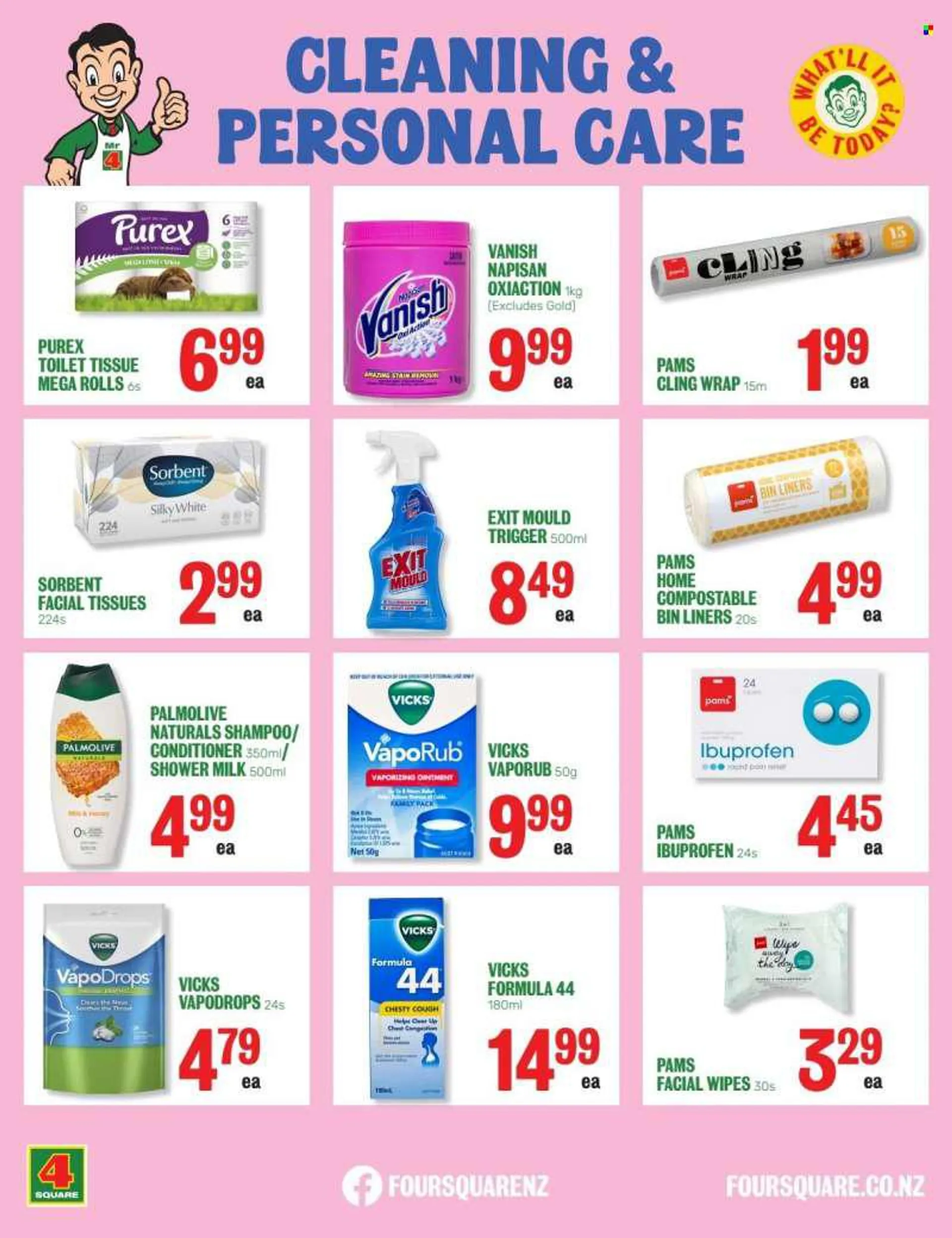 Four Square mailer - 06.06.2022 - 12.06.2022 - Sales products - milk, oil, honey, wipes, toilet paper, Vanish, Purex, shampoo, Palmolive, facial tissues, ointment, conditioner, Vicks. Page 11.