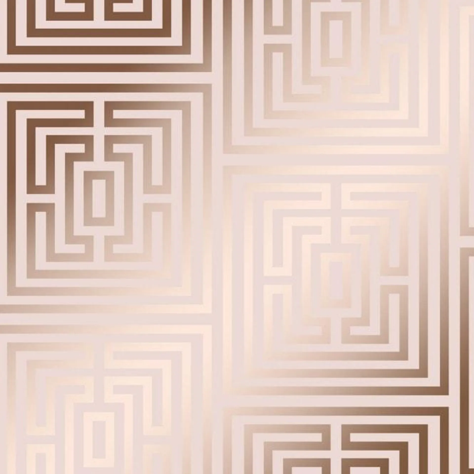 Maze Geometric wallpaper in blush pink & rose gold