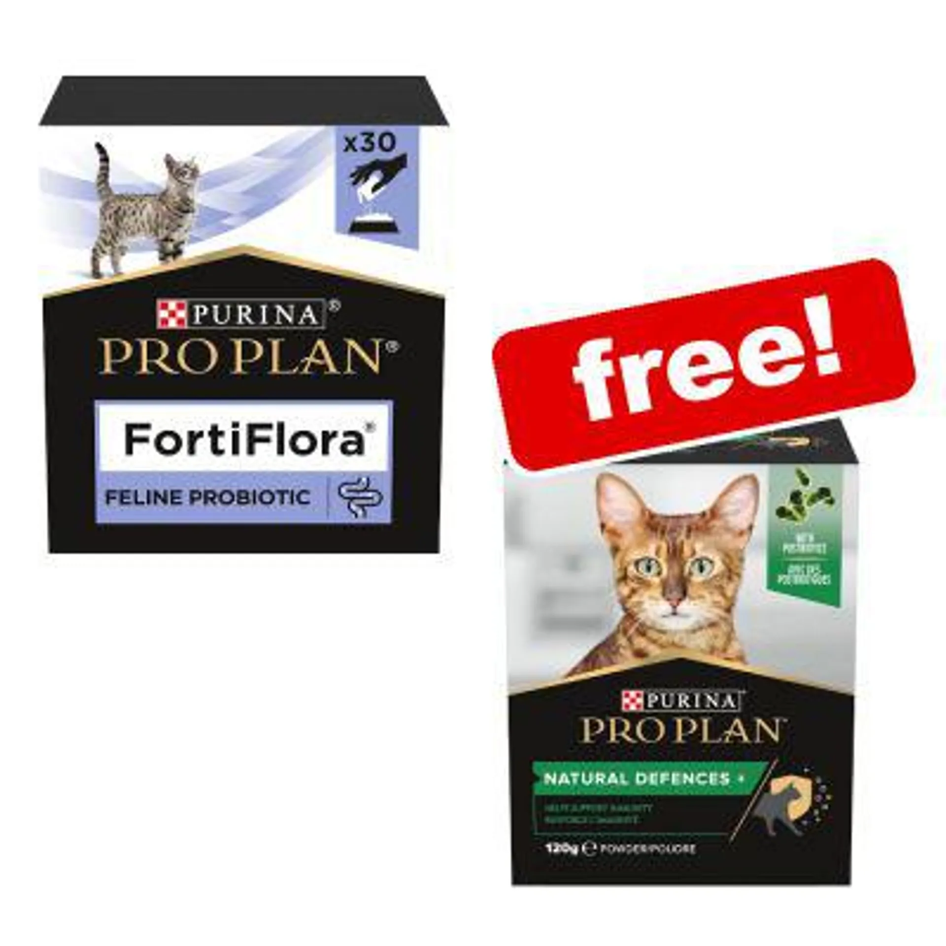Pro Plan Fortiflora Feline Probiotic + 60g Supplement Natural Defences Free!*