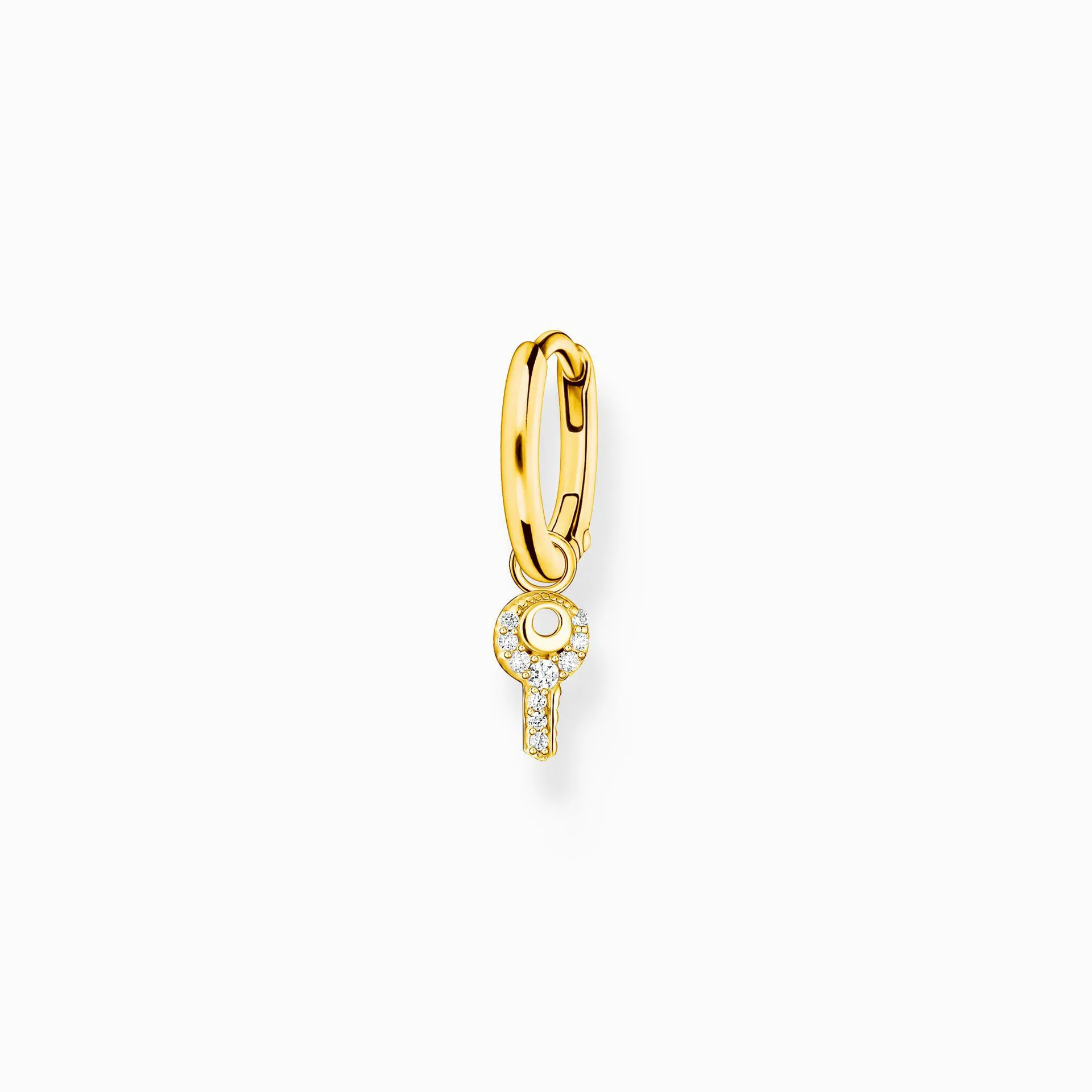 Single hoop earring with kew pendant gold