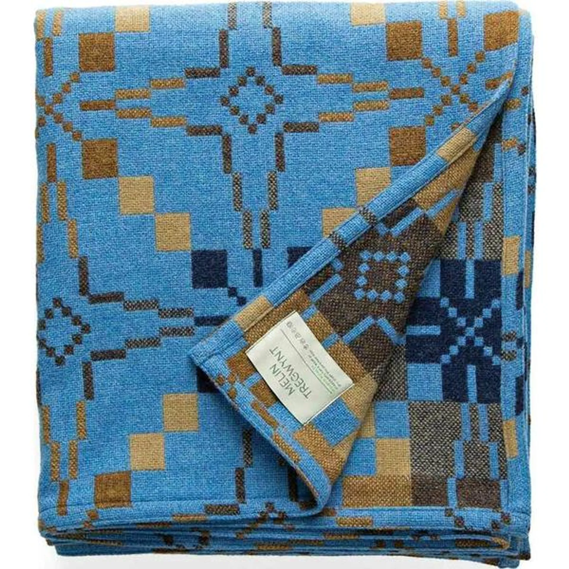 Melin Tregwynt Vintage Star Double Size Throw Blue - VINSTABLABLDBL