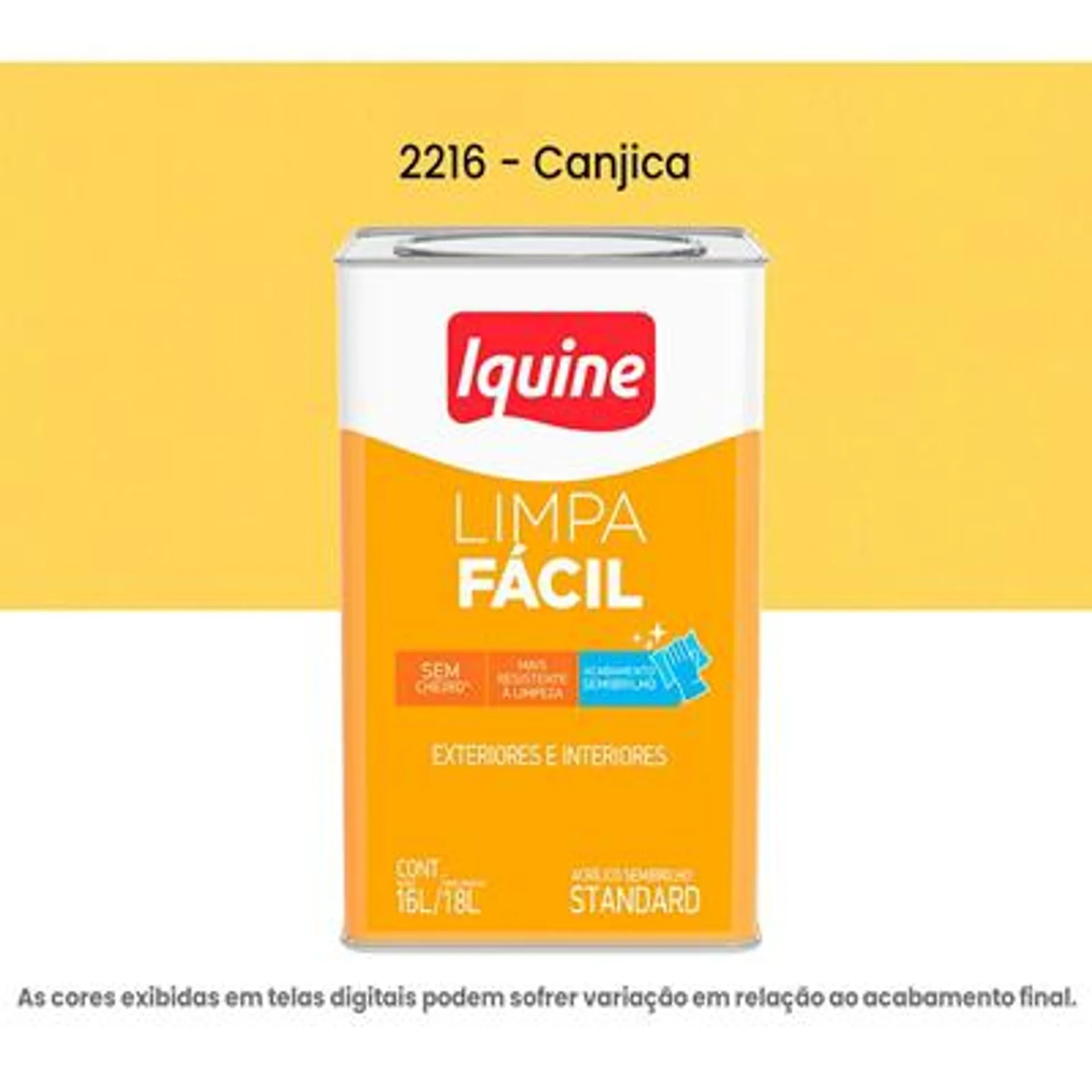Tinta Acrilica Iquine Standard Semibrilho 16L Limpa Fácil 2216 Canjica (MP)