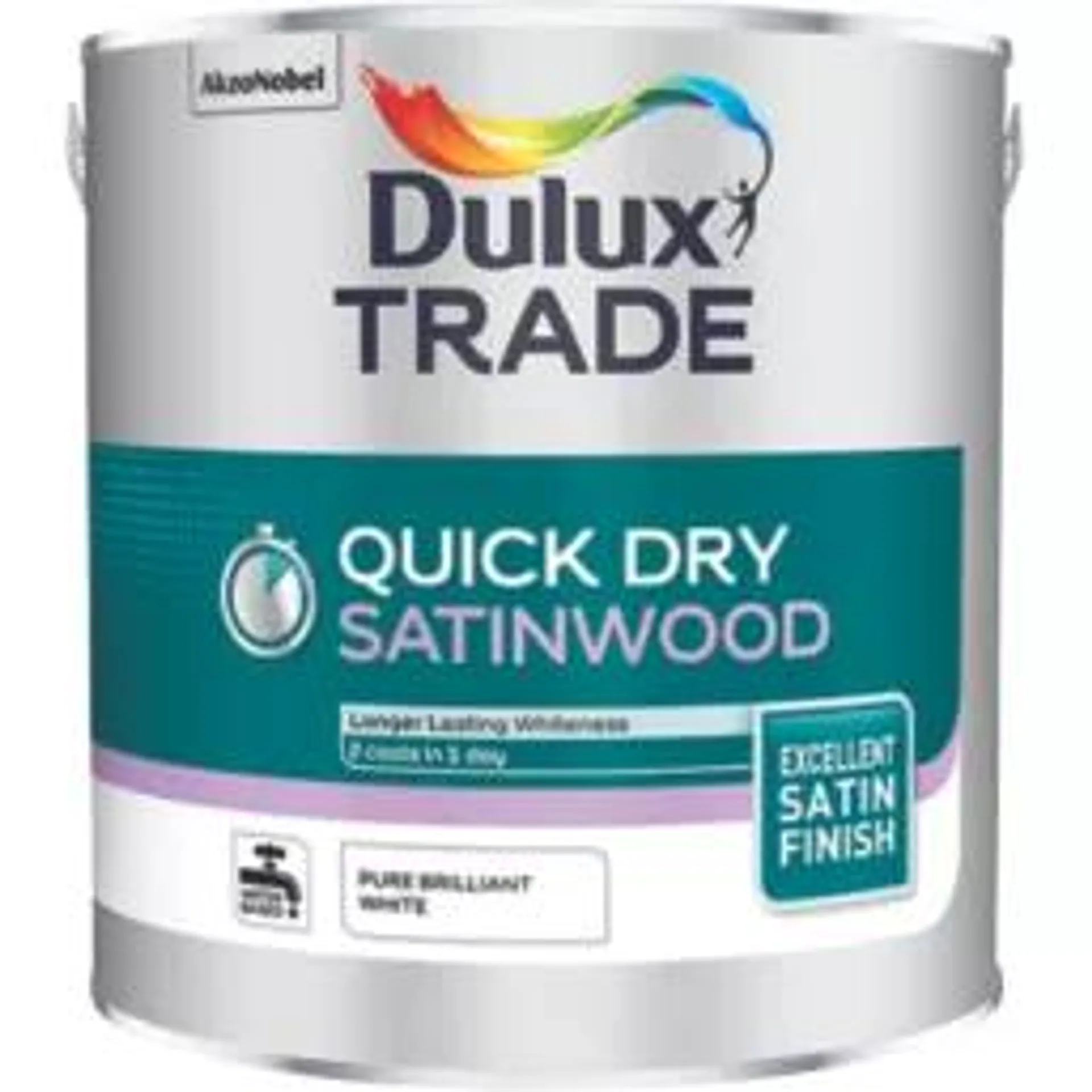 Dulux Trade Satin Pure Brilliant White Trim Quick-Dry Paint 2.5Ltr