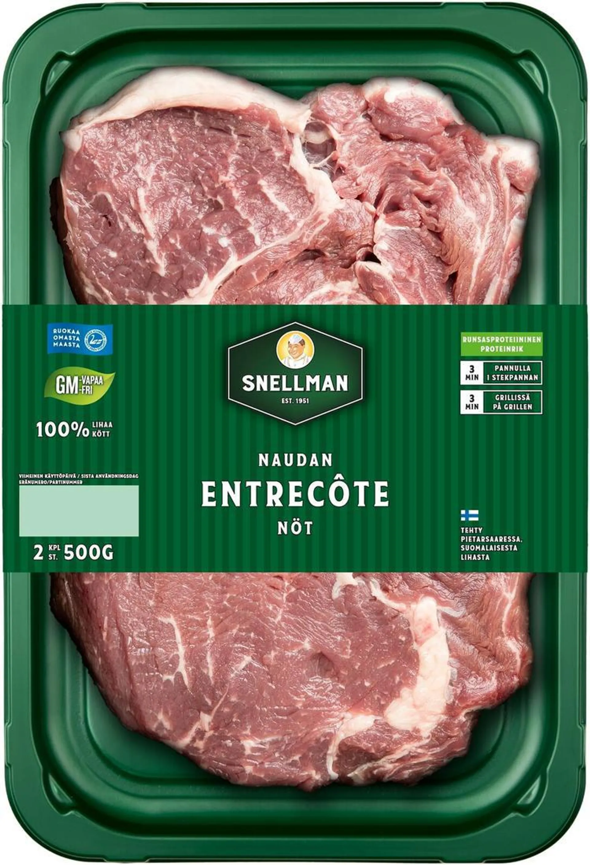 Snellman Naudan entrecote 2 kpl 500g