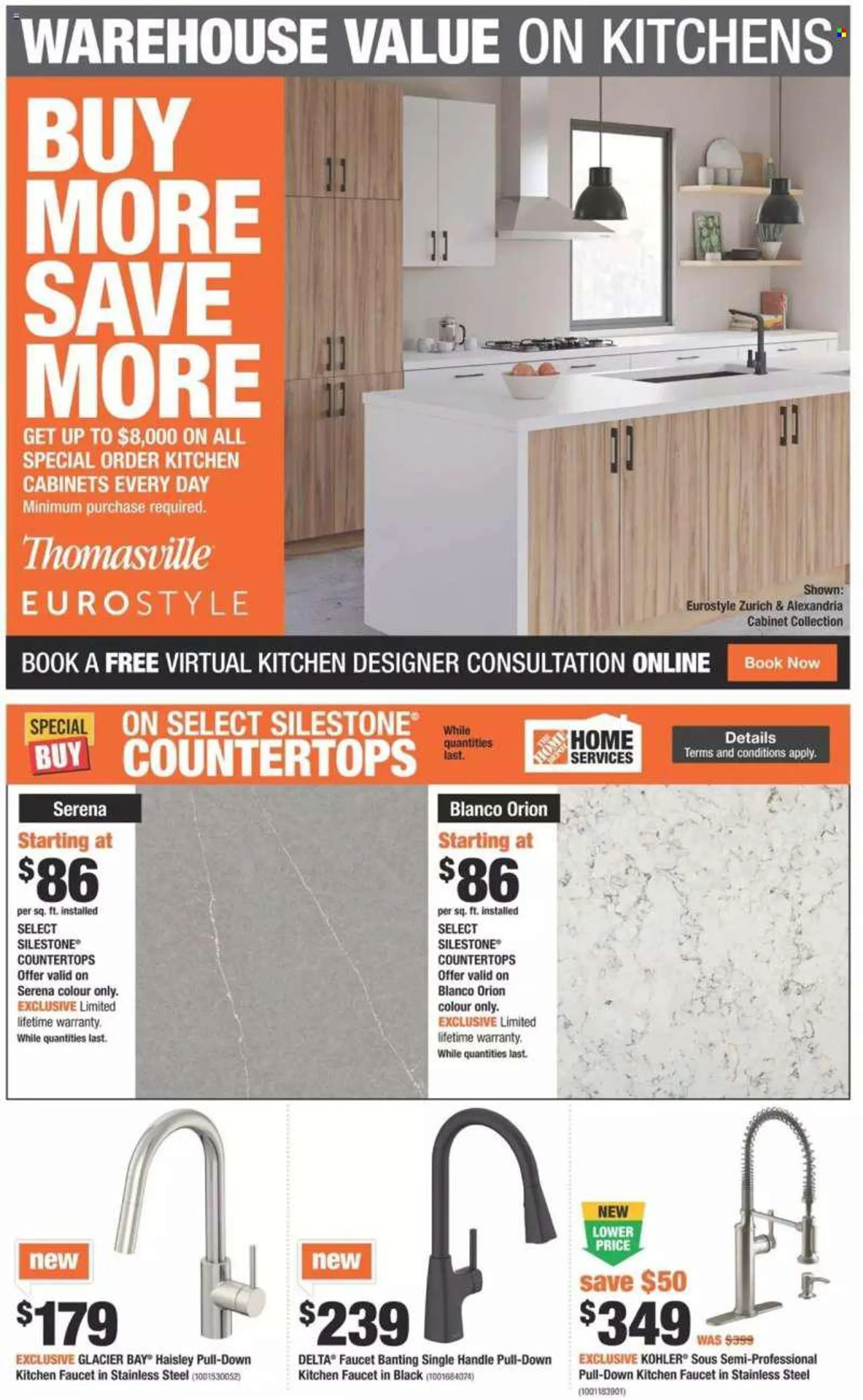 The Home Depot Flyer - June 23, 2022 - June 29, 2022 - Sales products - book, cabinet, kitchen cabinet, faucet. Page 23.
