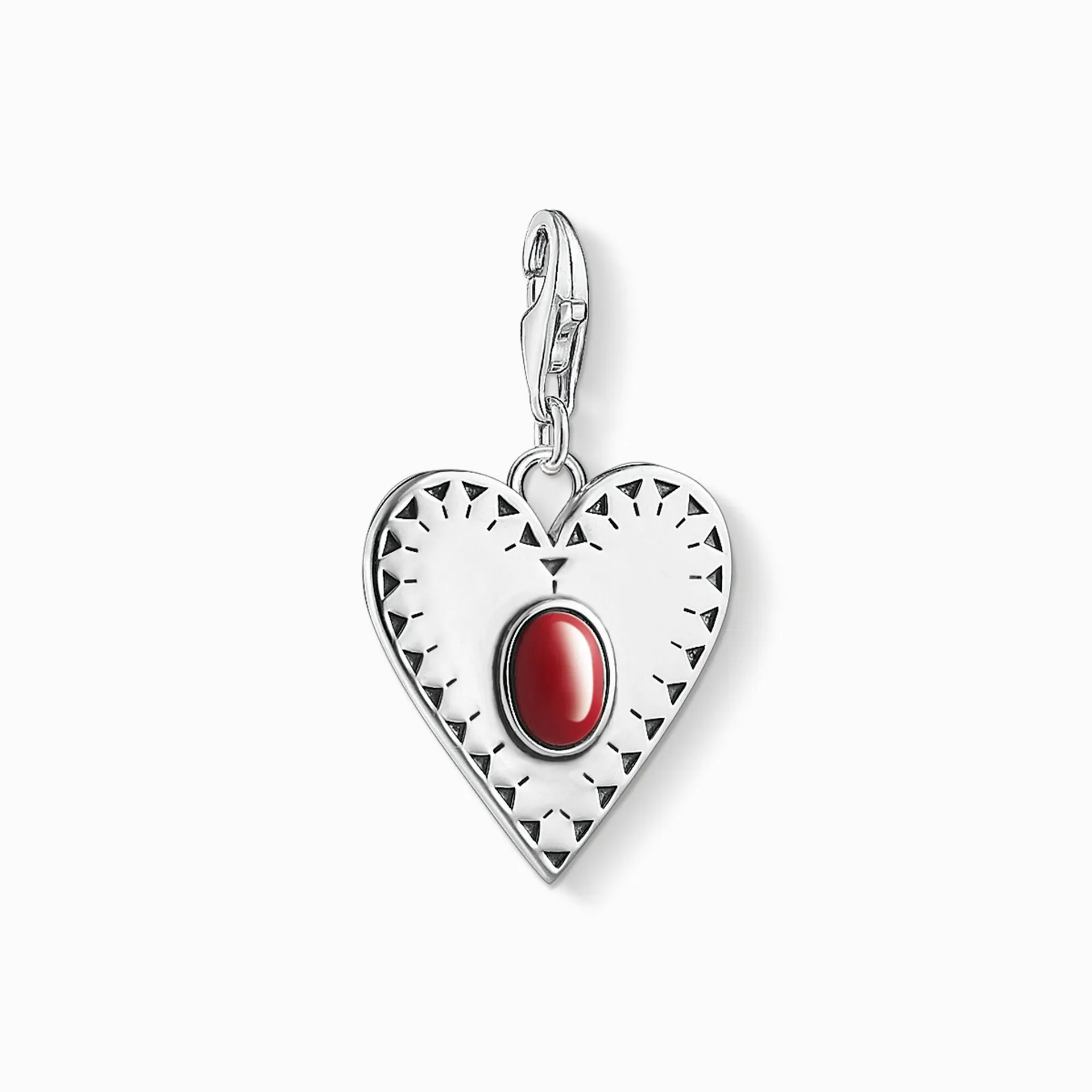 Charm pendant heart red stone