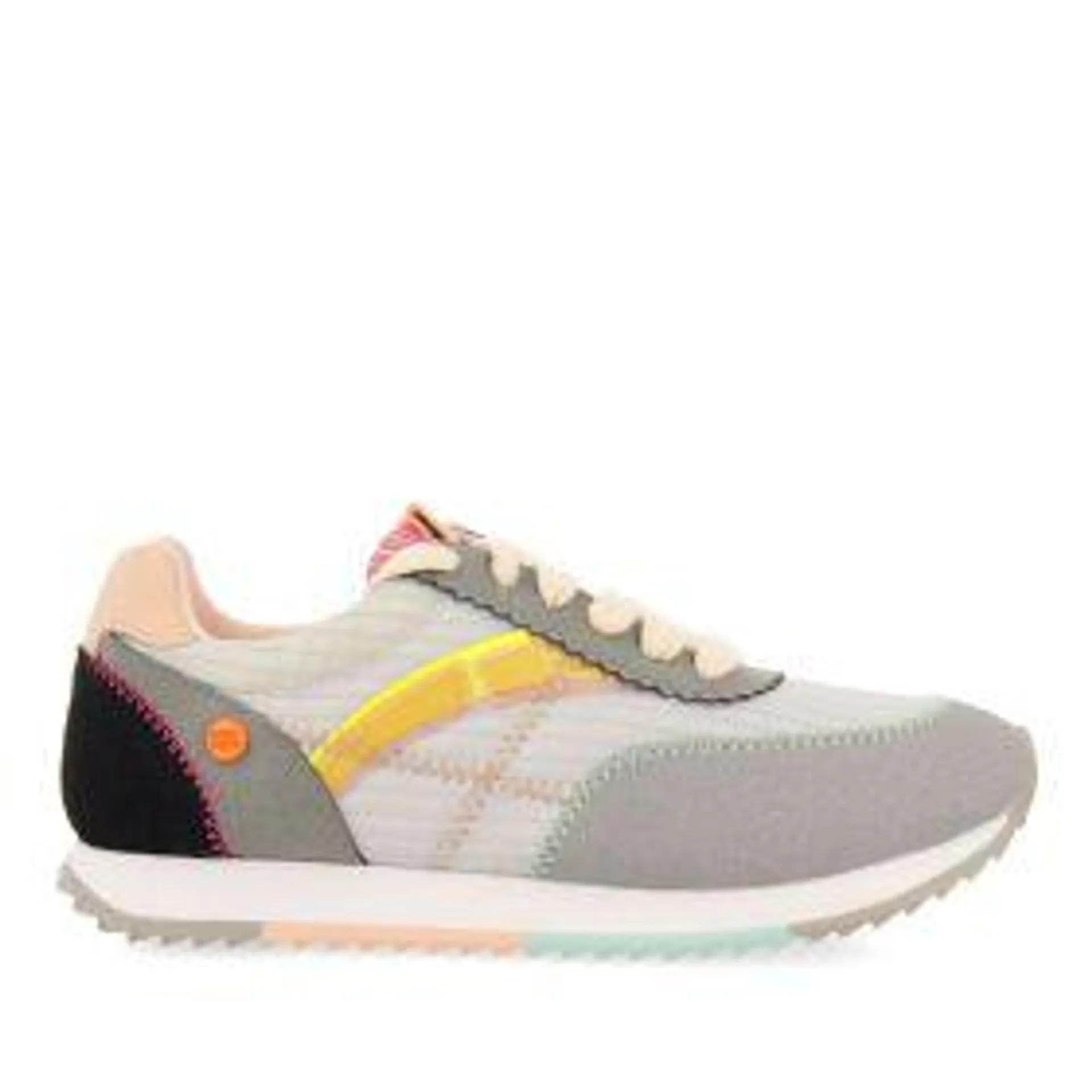 Madirac girls grey sneakers with colourful topstitching