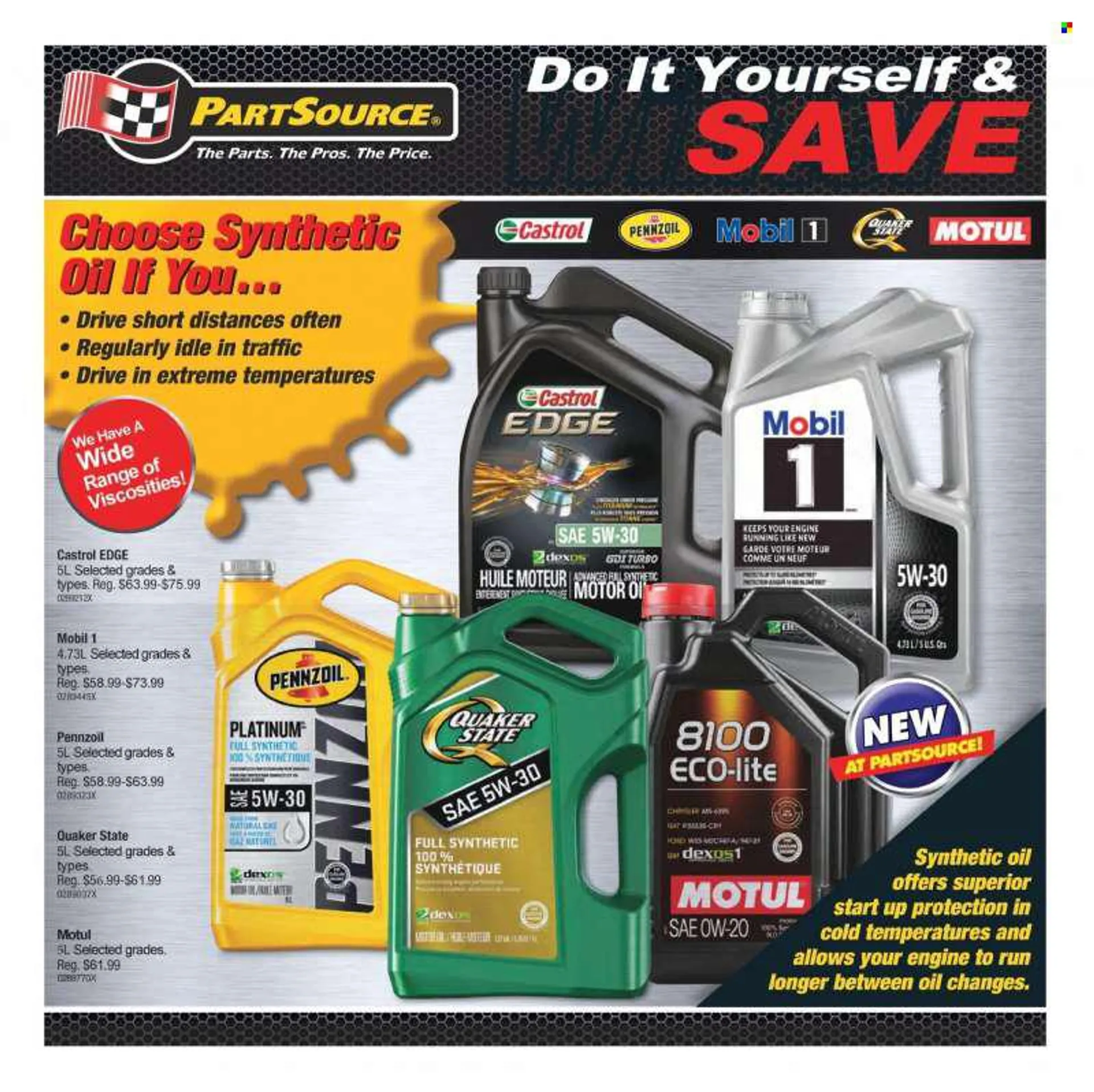 PartSource Flyer - June 30, 2022 - July 03, 2022 - Sales products - Mobil, motor oil, oil, Castrol, Quaker State, Pennzoil. Page 3.