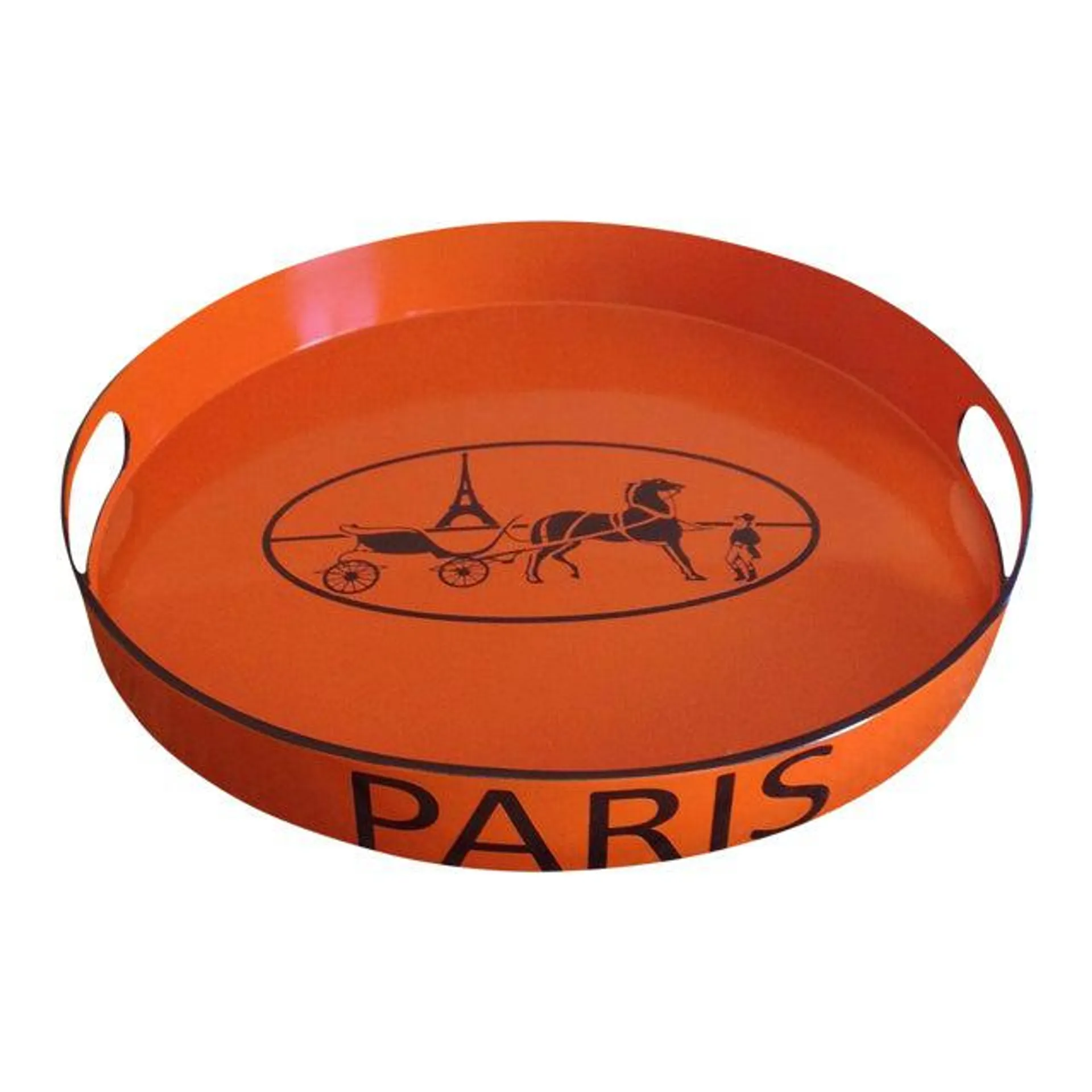 Orange Lacquered Hermes Inspired Bar Tray