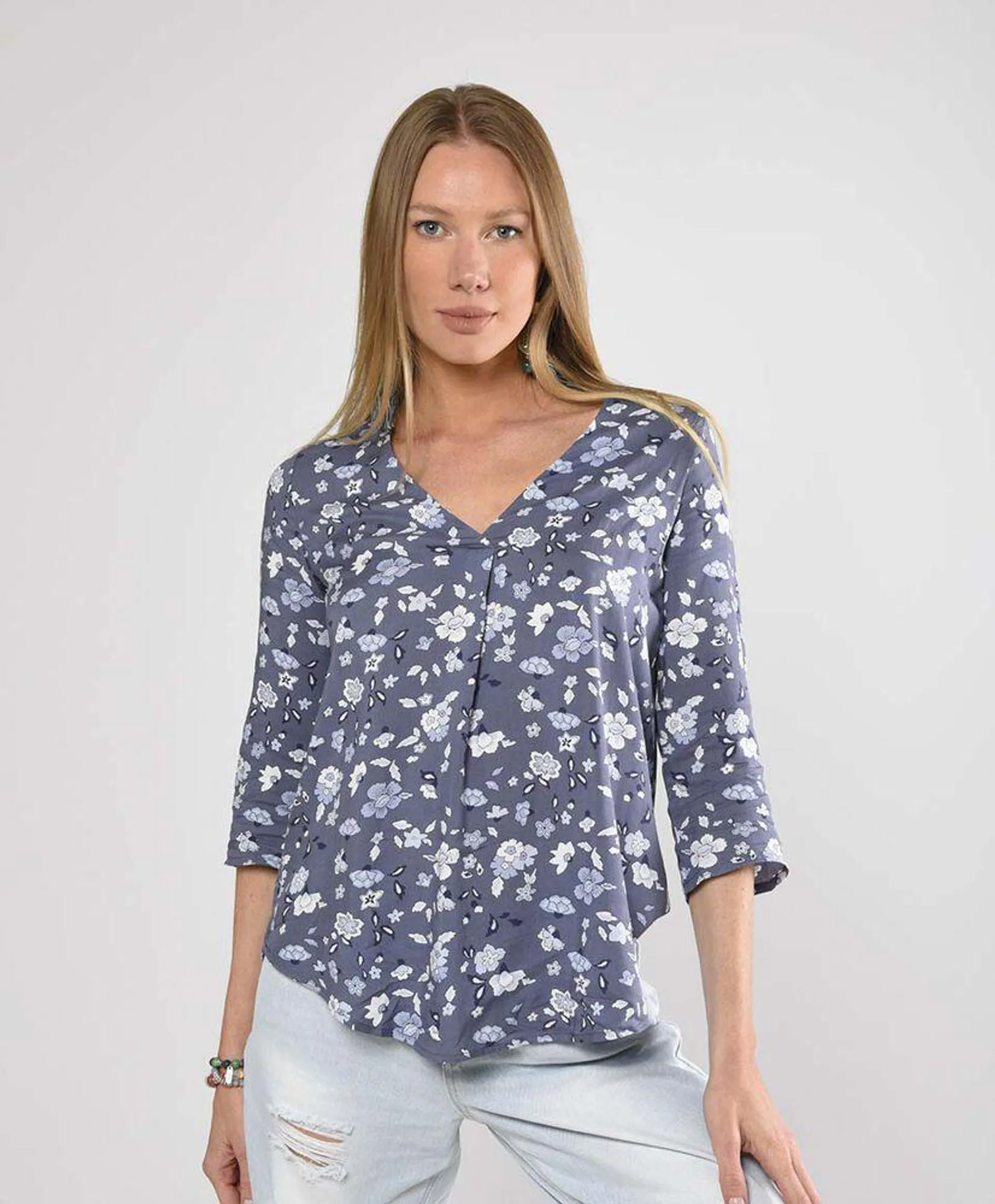 Blusa mujer floral pinza