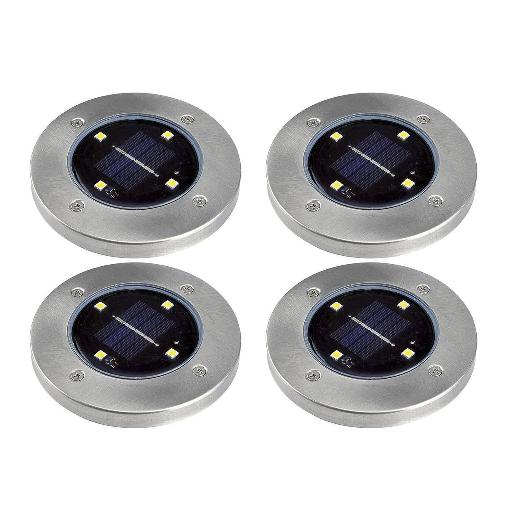 Solar LED In-Ground Disk Lights, 4 Pack