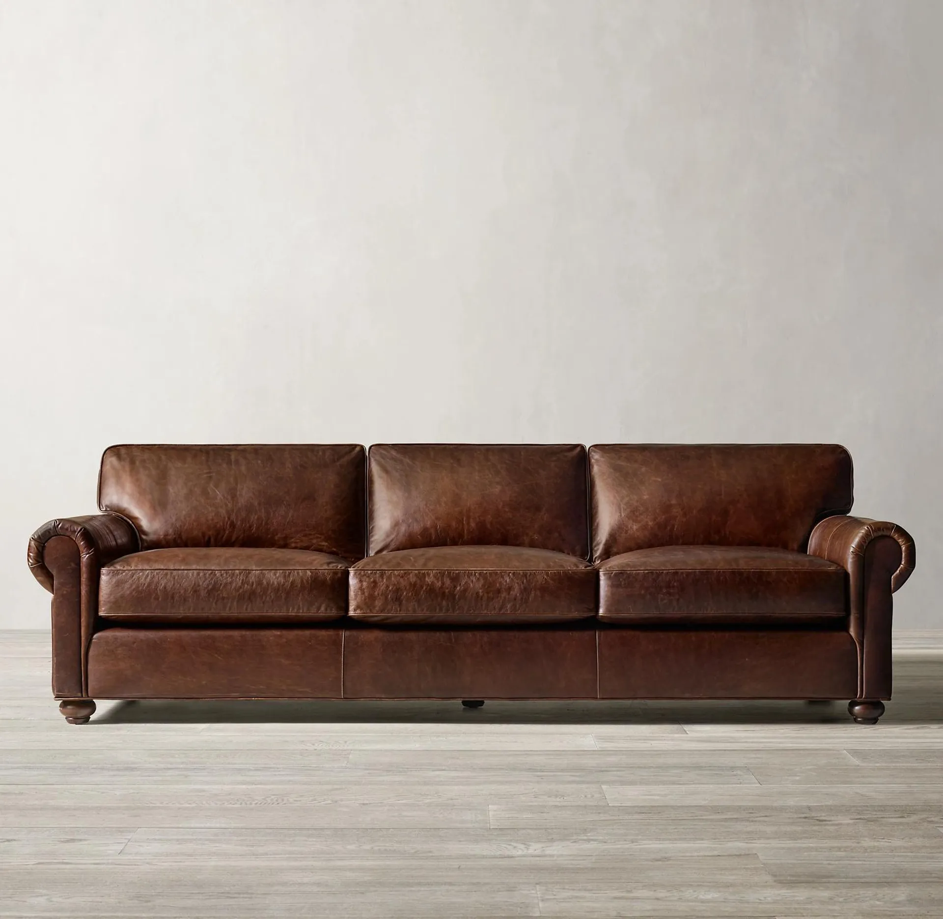 Original Lancaster Leather Three-Seat-Cushion Sofa