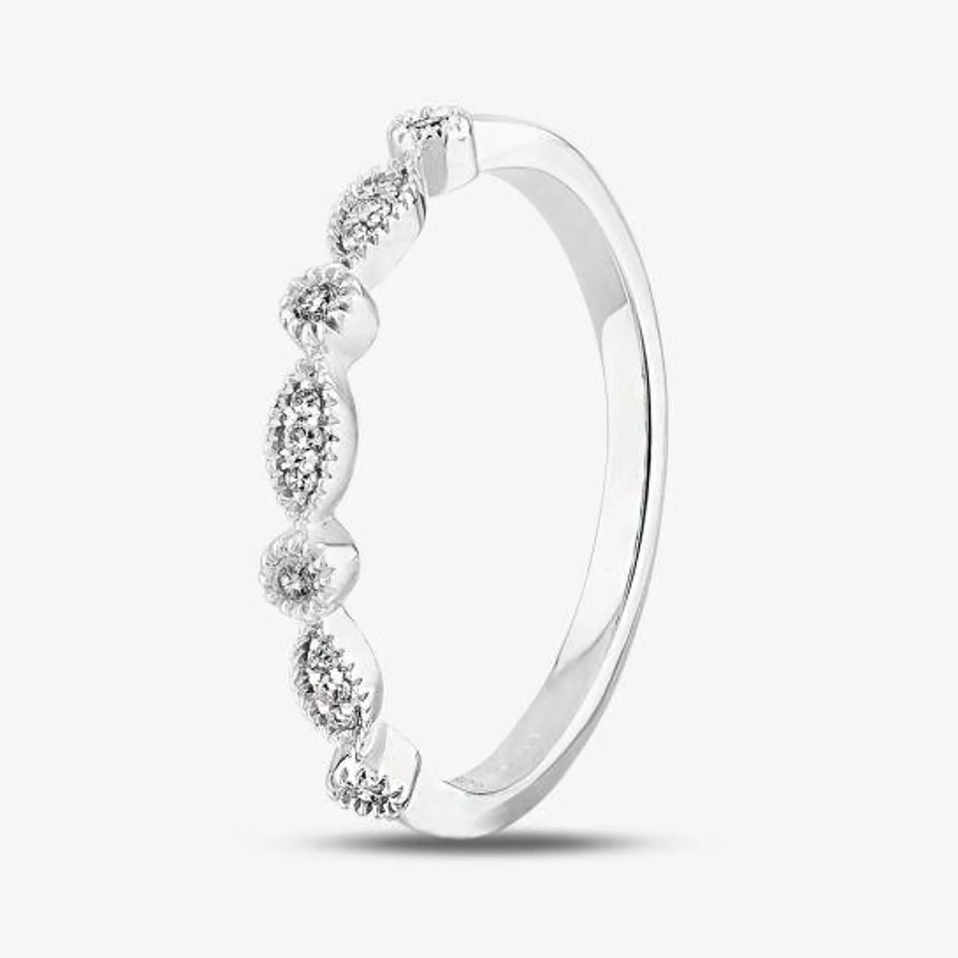9ct White Gold 0.07ct Diamond Fancy Half Eternity Ring THR12012-07