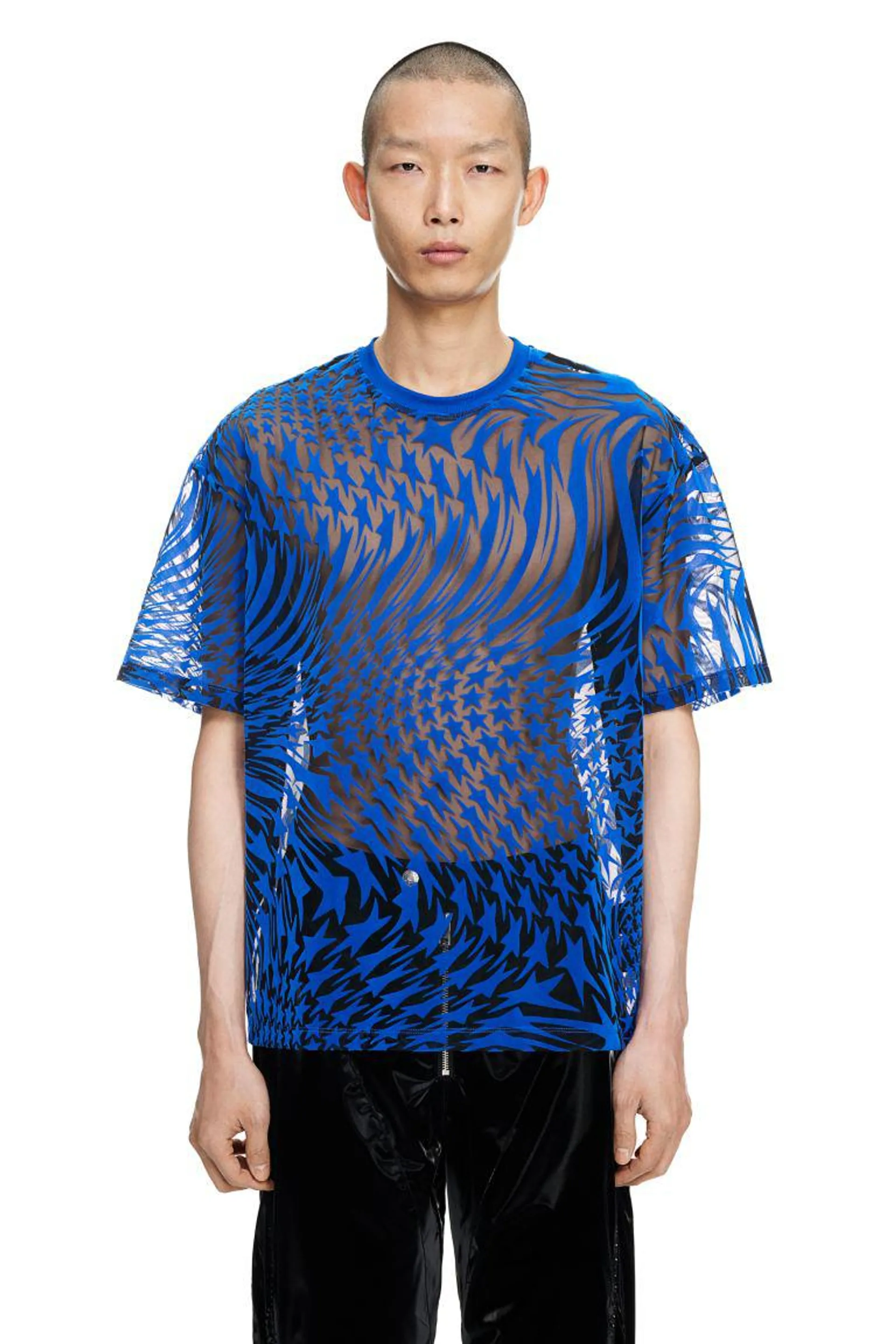 Swirling star mesh T-shirt