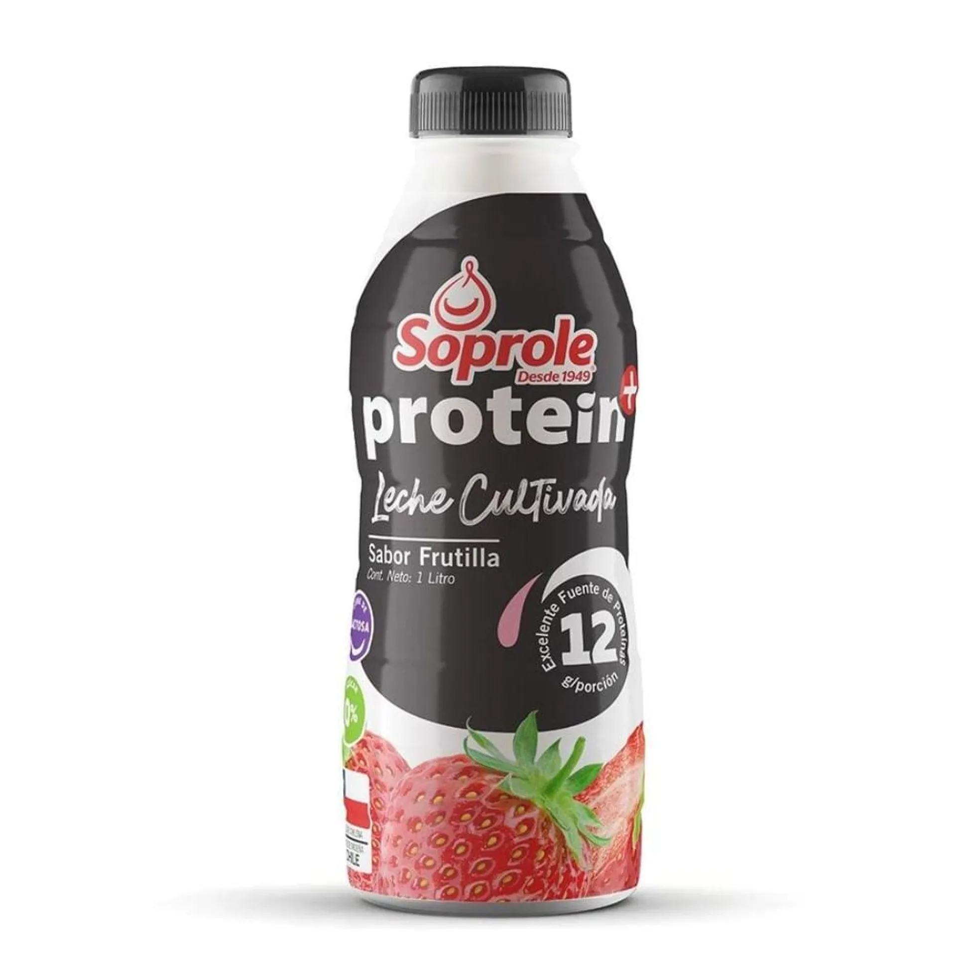 Leche cultivada Soprole protein+ frutilla botella 1 L