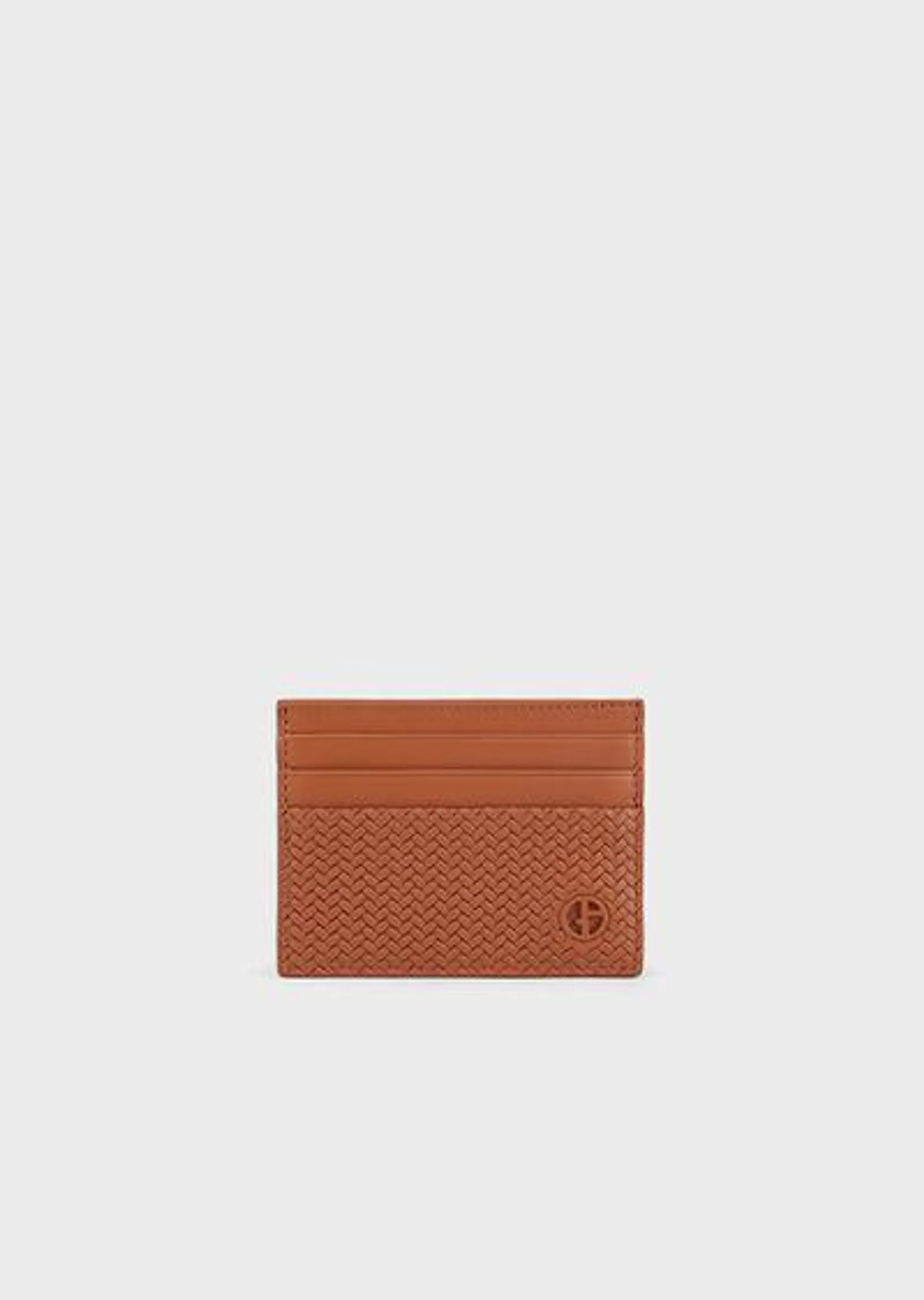 Card holder in embossed leather