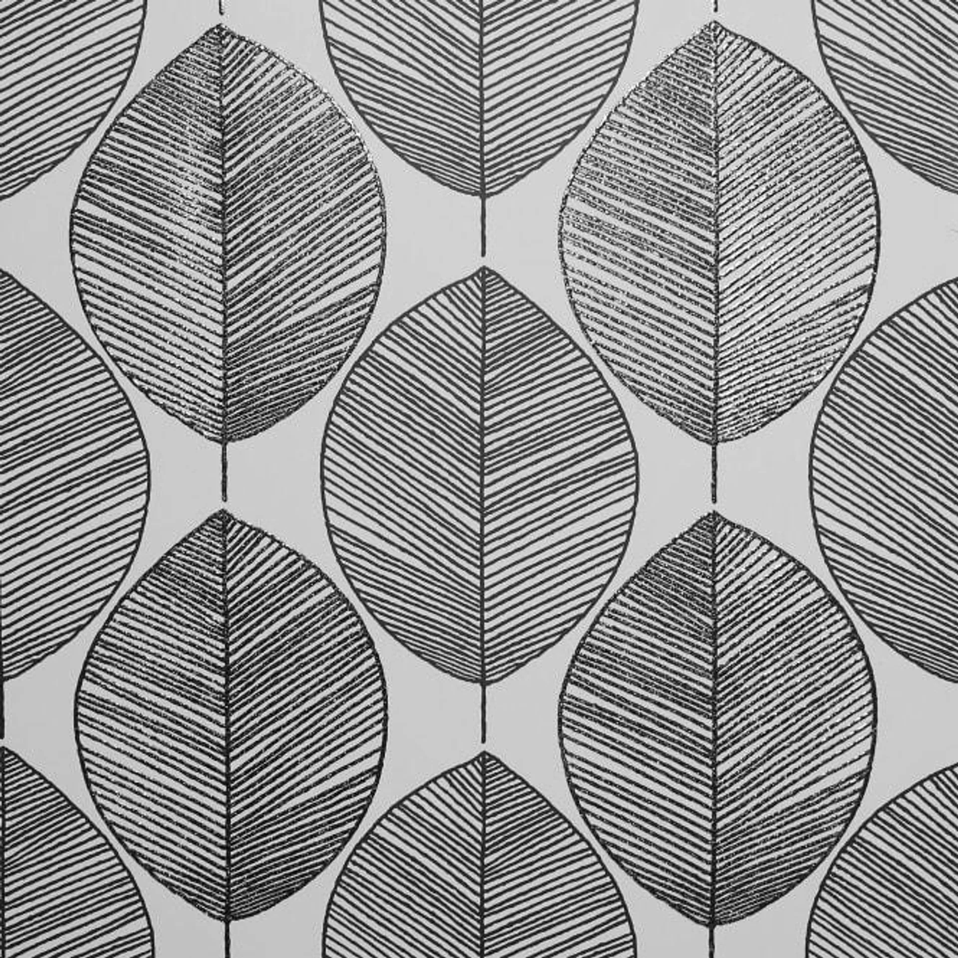 Scandi Leaf wallpaper in Black, White