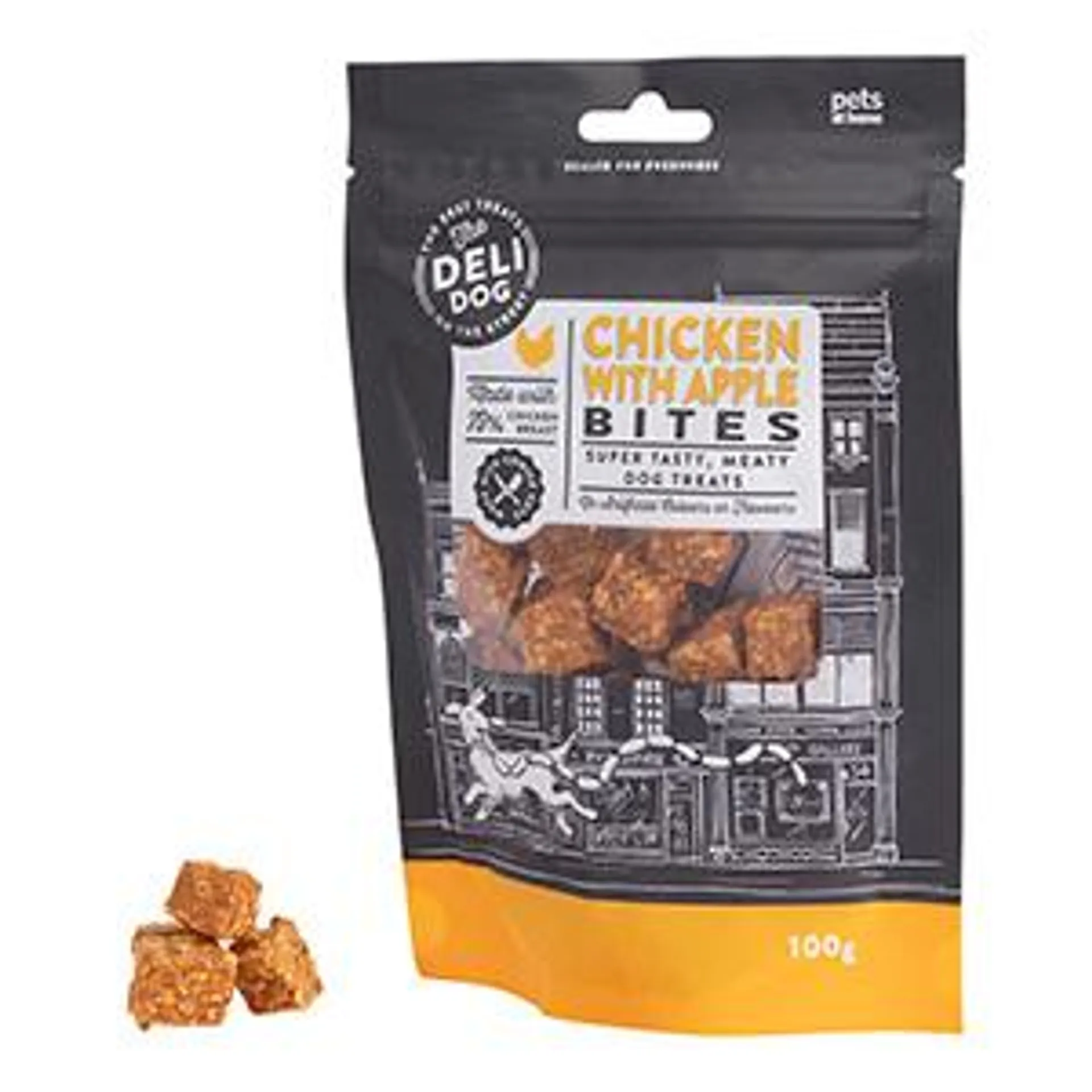 Pets at Home The Deli Dog Chicken Bites with Apple Adult Dog Treats 100g