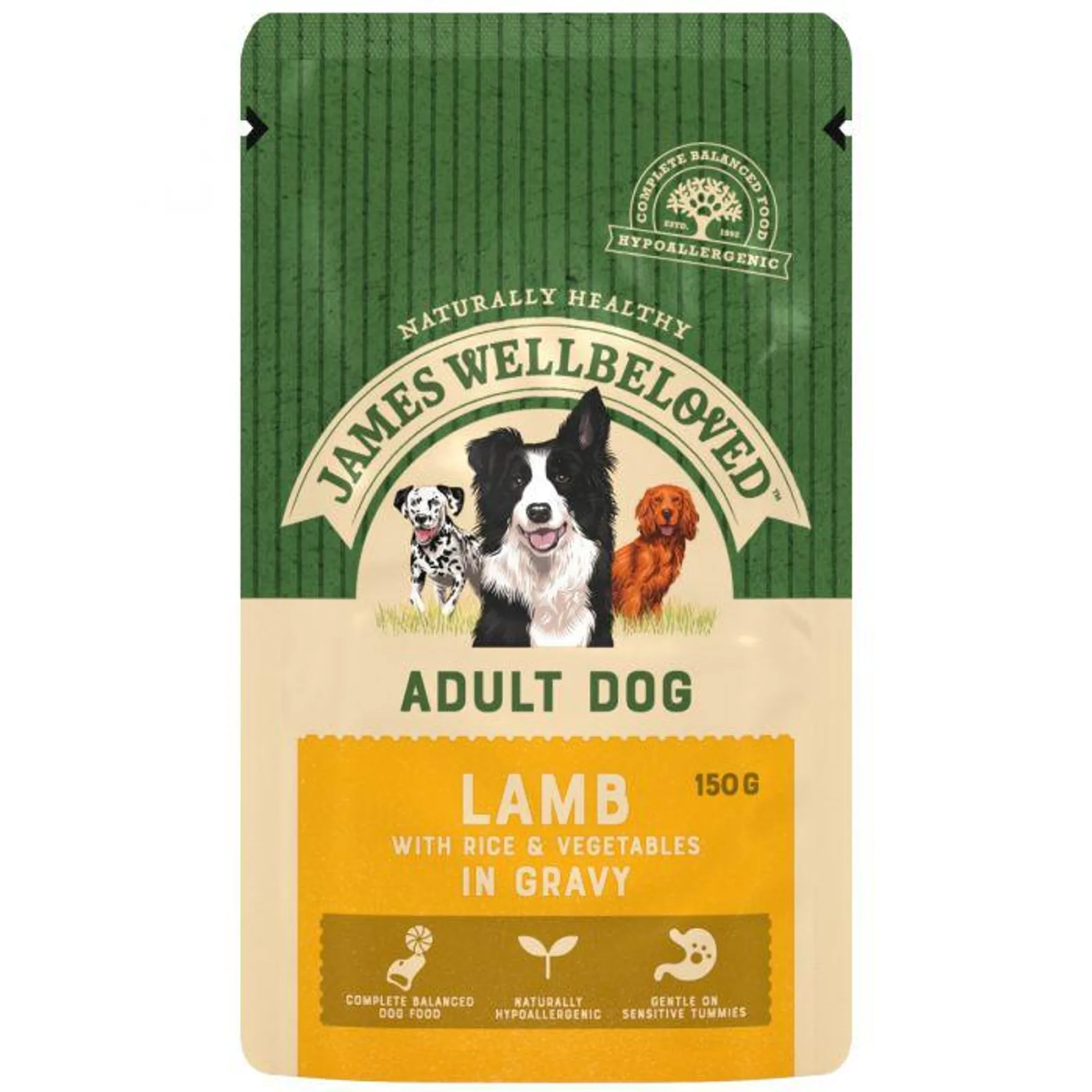 James Wellbeloved Canine Adult Dog Lamb & Rice Pouch 150g