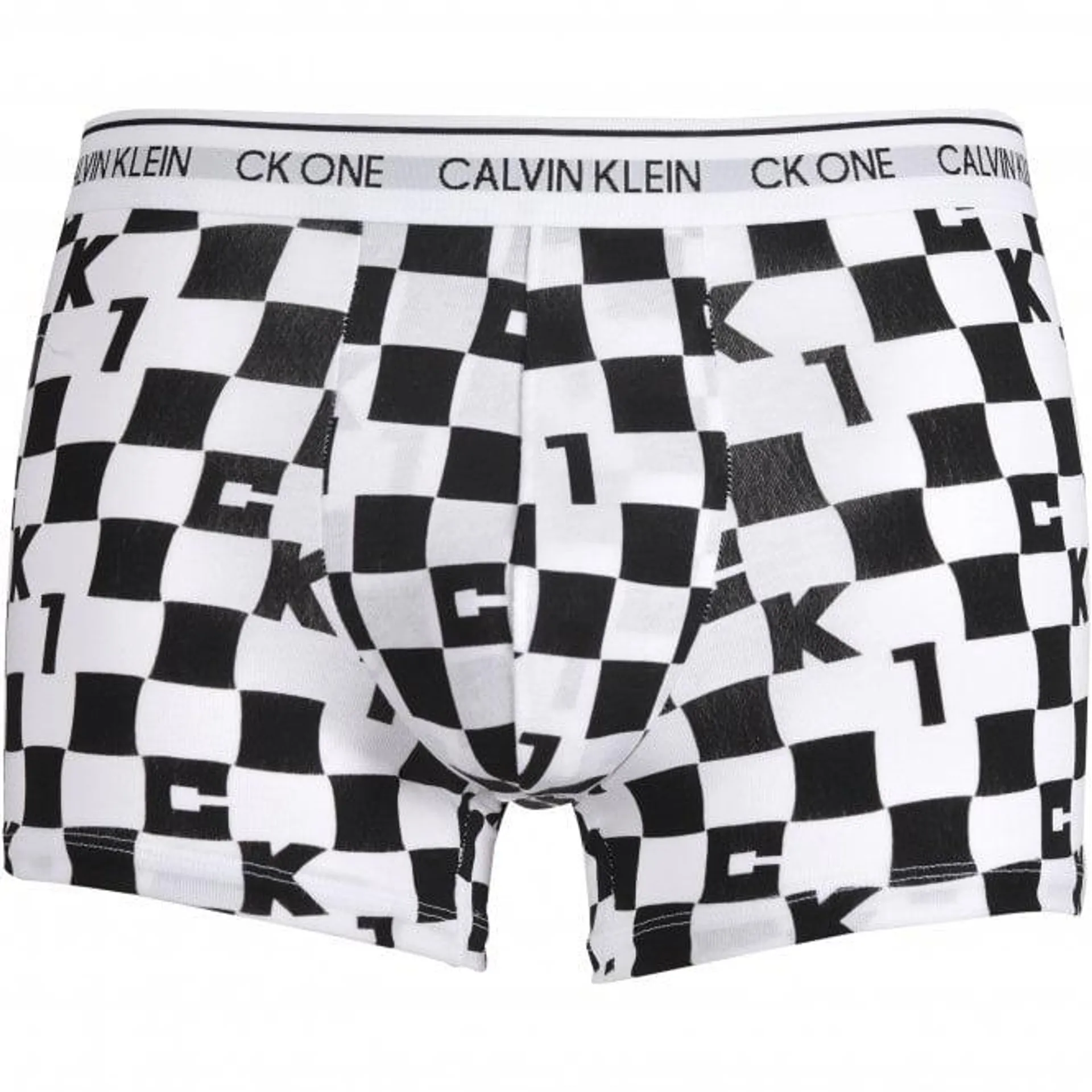Calvin Klein CK1 Checkerboard Boxer Trunk, White/black