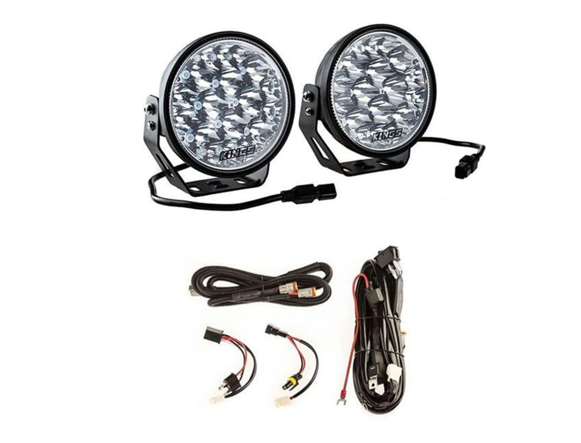 Adventure Kings Domin8r Xtreme 7” LED Driving Lights (Pair) + Plug N Play Smart Wiring Harness Kit