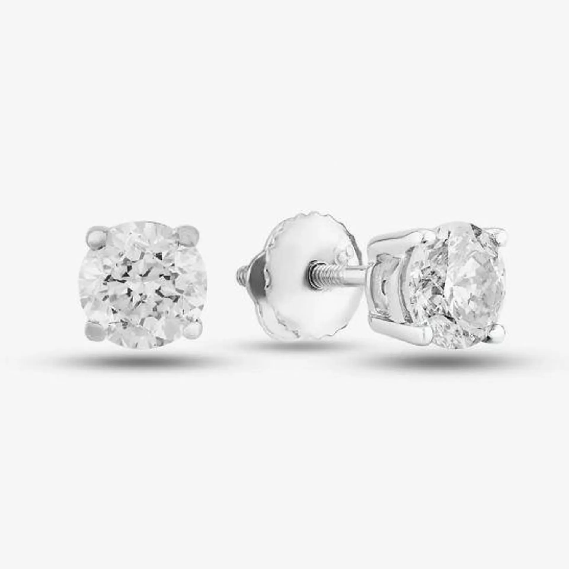18ct White Gold 1.00ct Four Claw Diamond Stud Earrings THE2534-100W