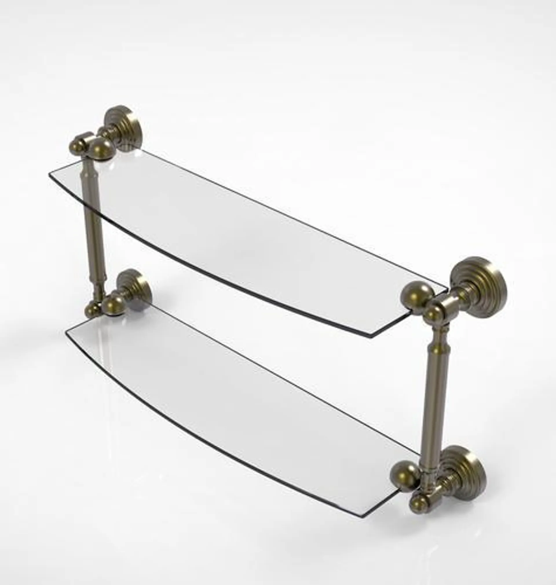 Allied Brass Waverly Place 18" Antique Brass 2-Tier Glass Bathroom Shelf