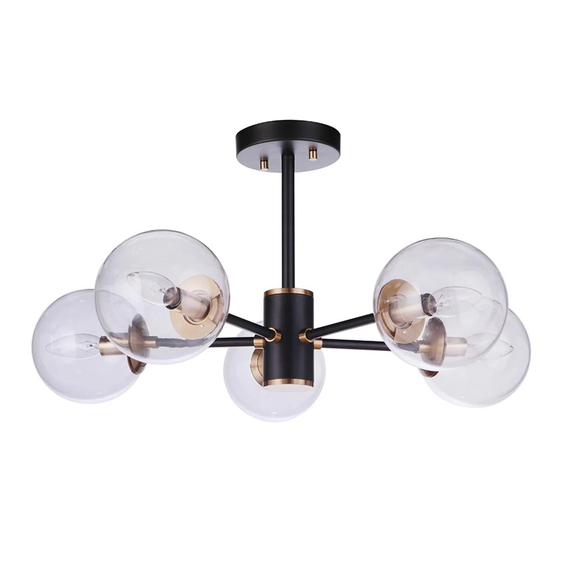 Bellini 5 Light Semi-Flush Mount - Black & Aged Brass