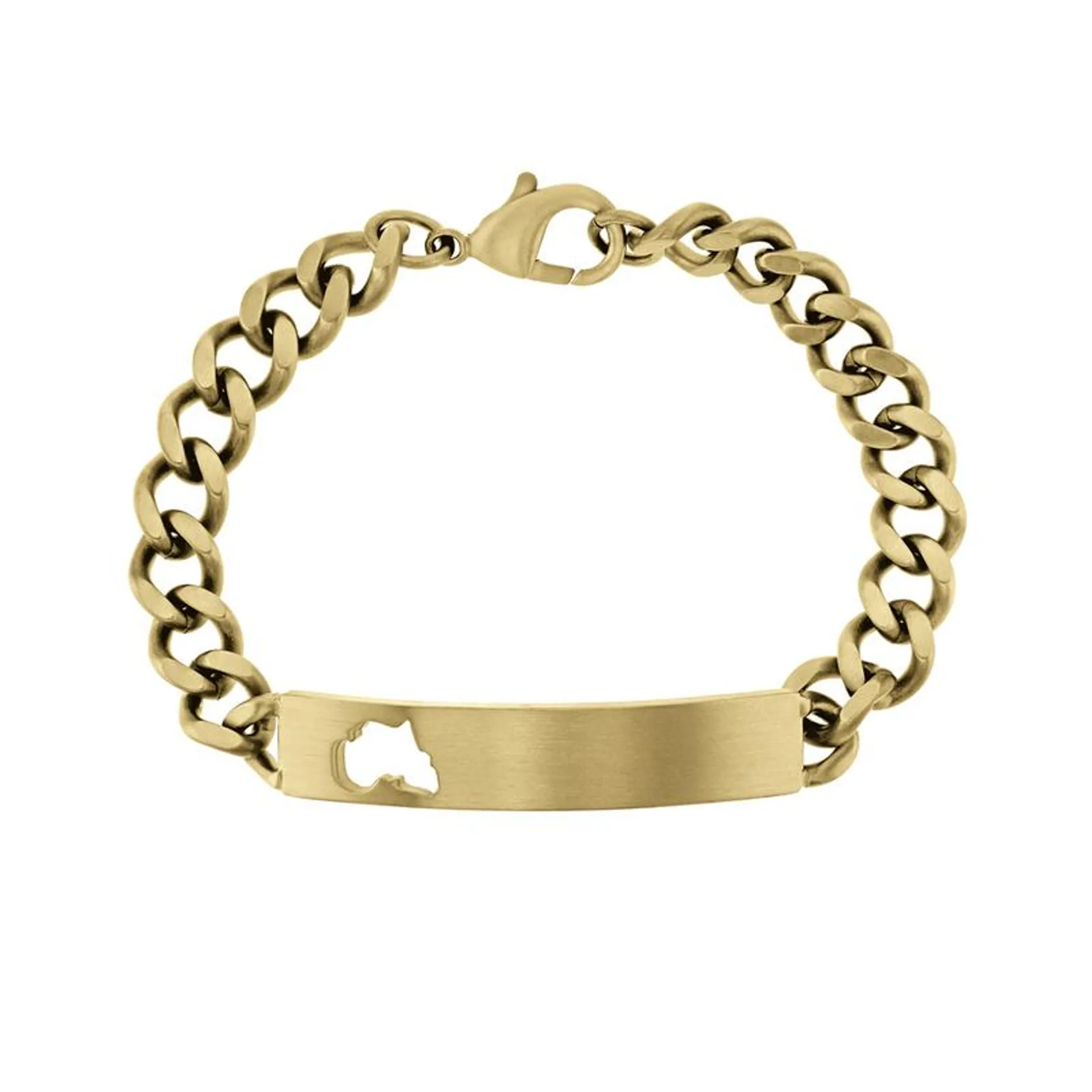 Stainless Steel Gold Tone Africa Cutout Design Men's Bracelet