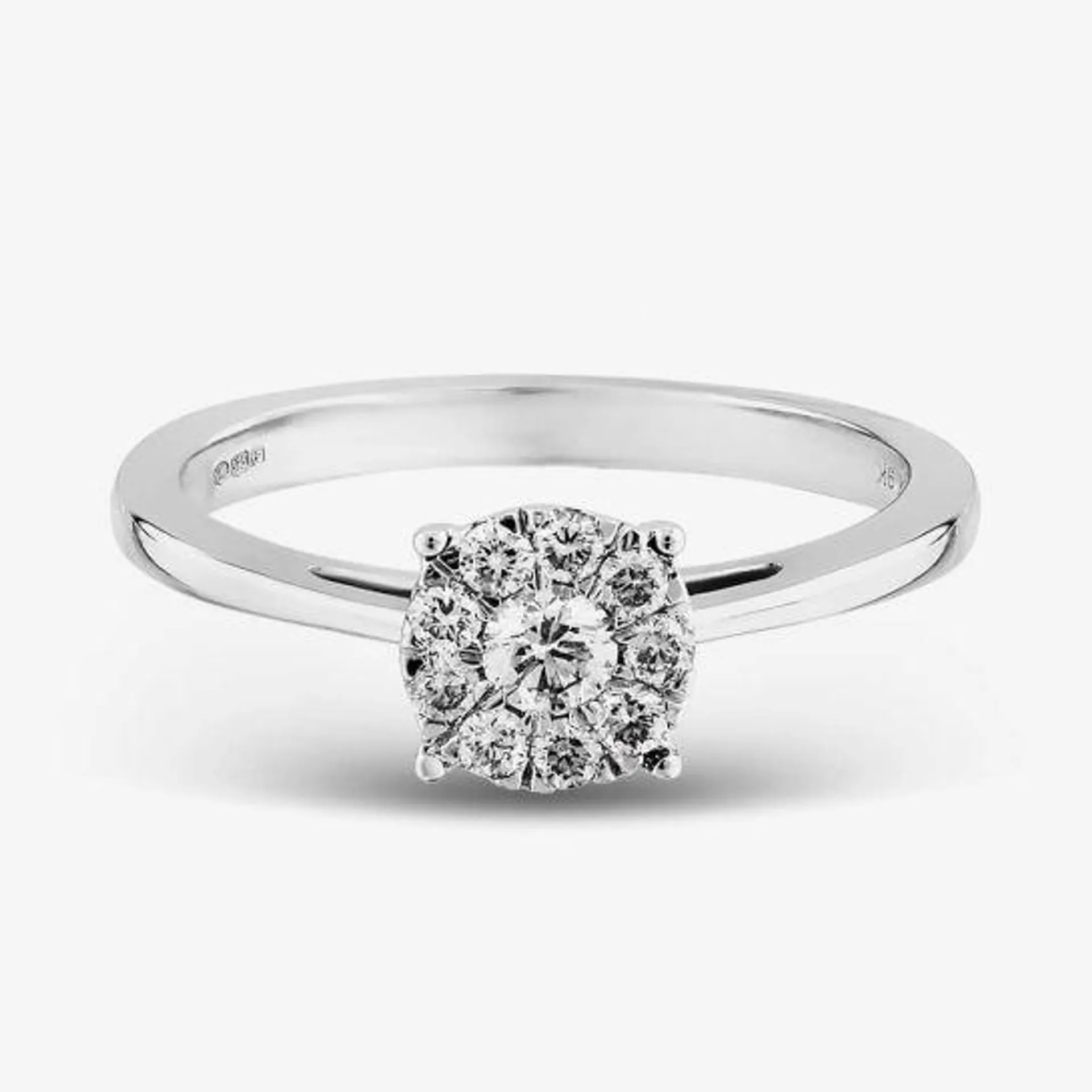 Pure Brilliance 9ct White Gold 0.33ct Diamond Cluster Ring THR3146-33