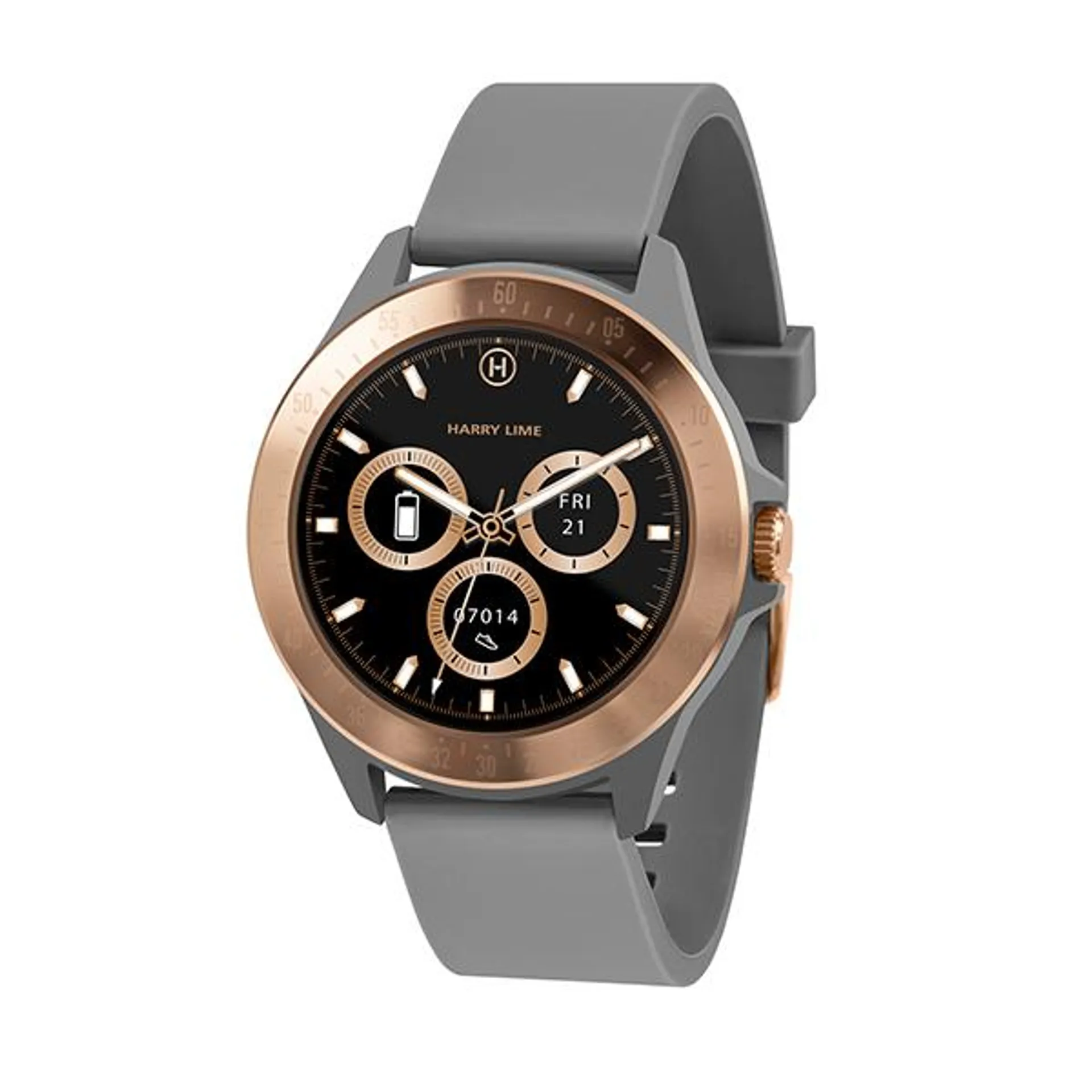 Harry Lime Fashion Smart Watch with Rose Gold Bezel and Silicone Strap