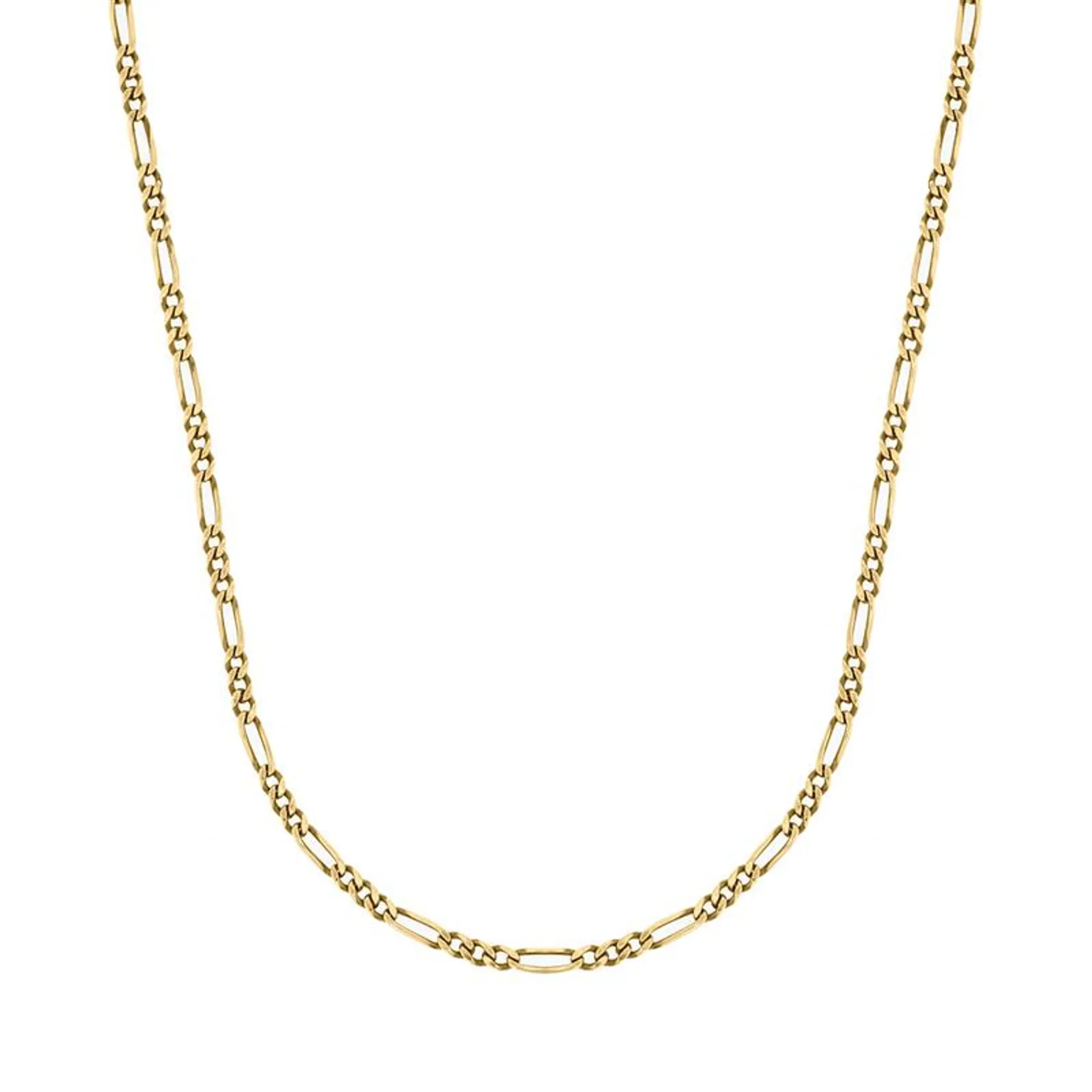 Yellow Gold & Sterling Silver 50cm Figaro Chain