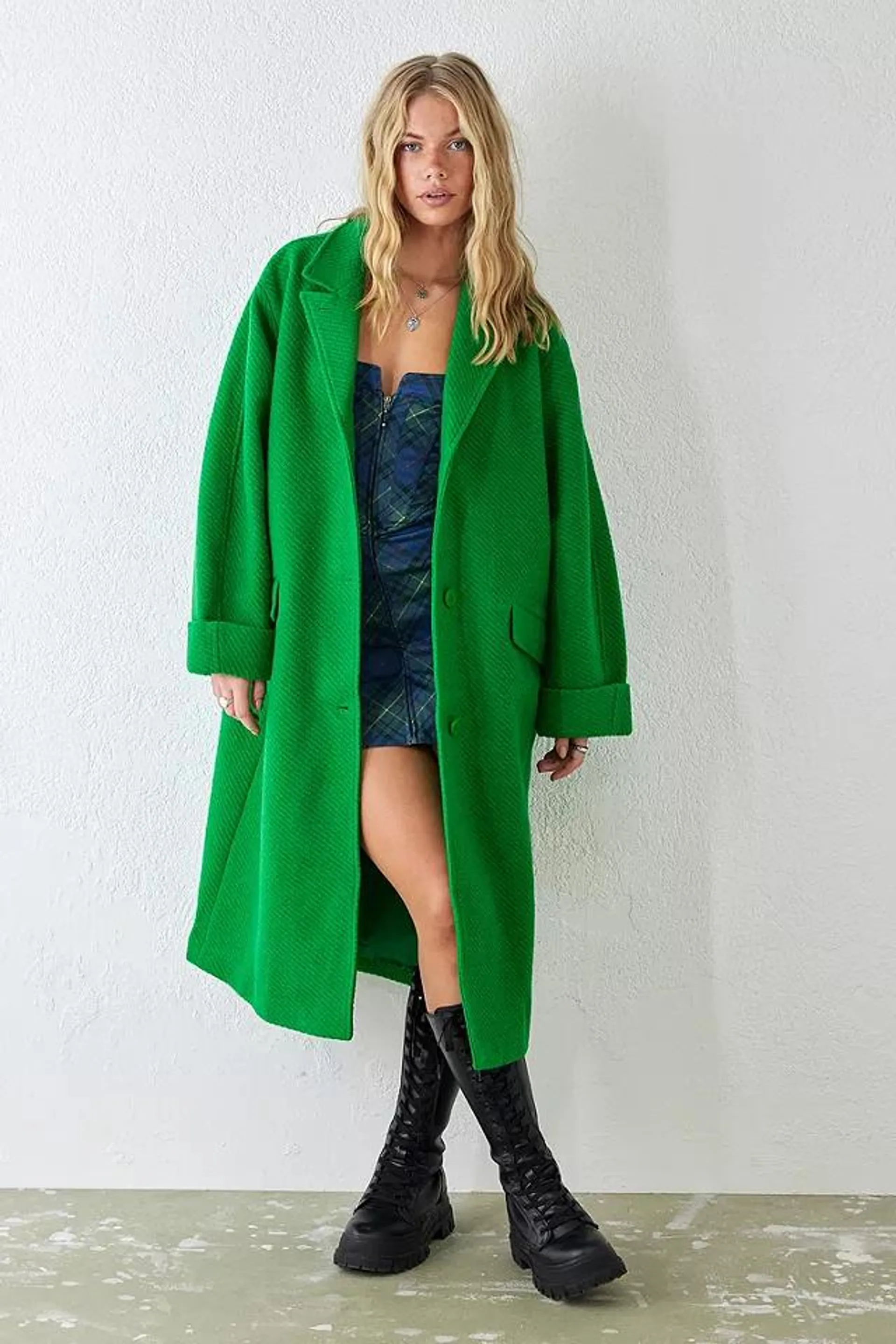 UO Cappotto di lana oversize verde