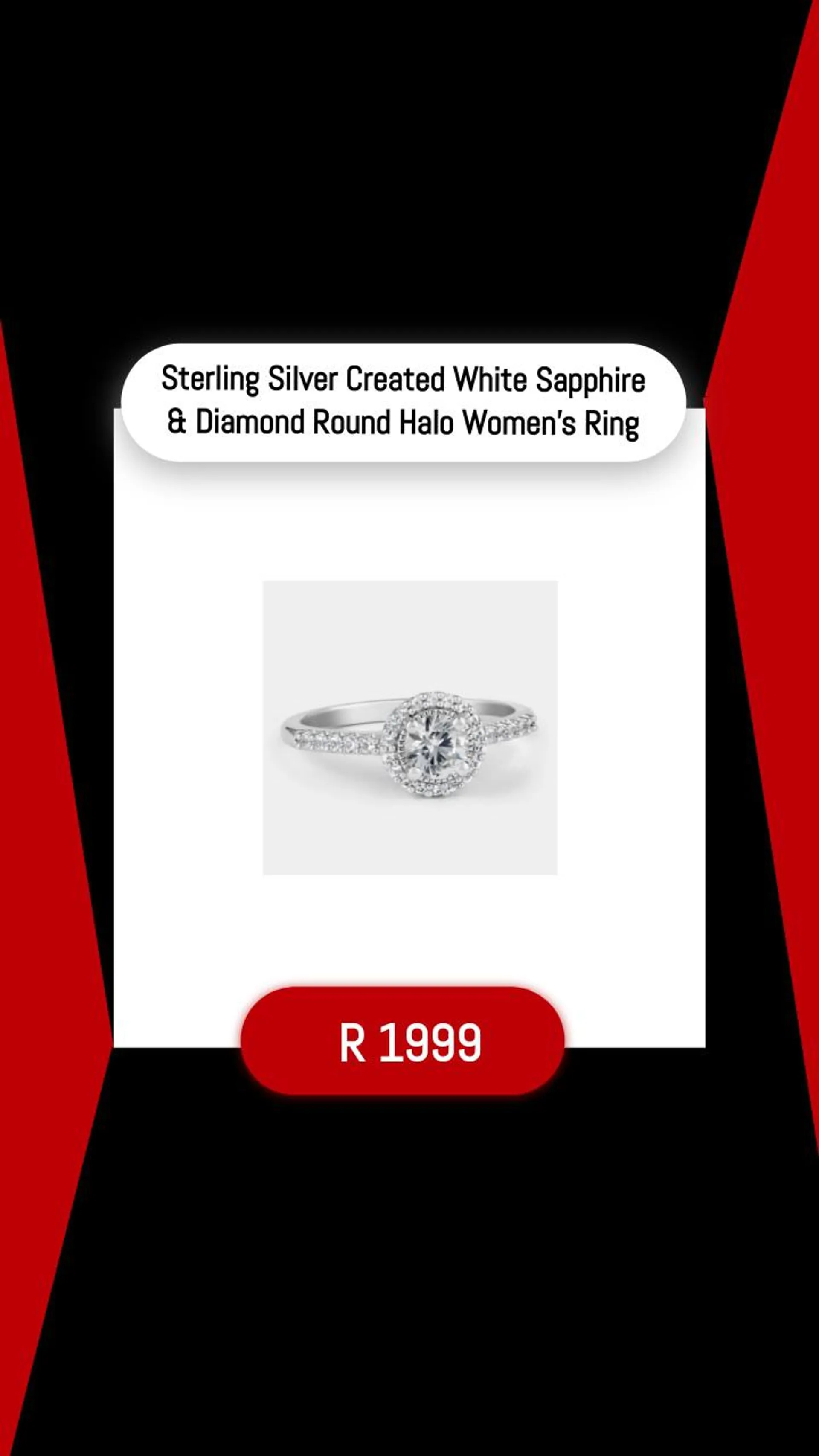 Sterling Silver Created White Sapphire & Diamond Round Halo Women’s Ring