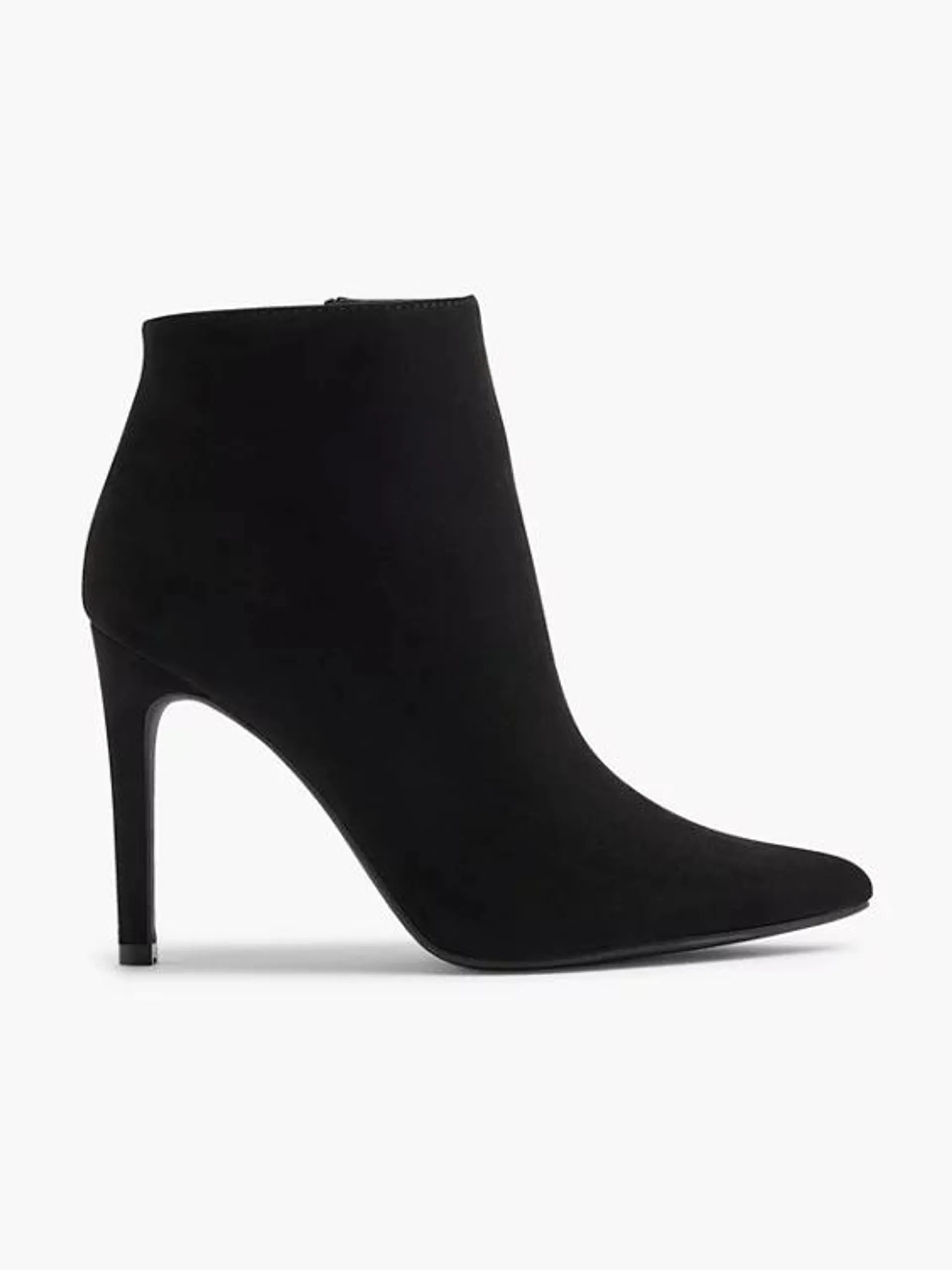 Black Suede Stiletto High Heeled Ankle Boot