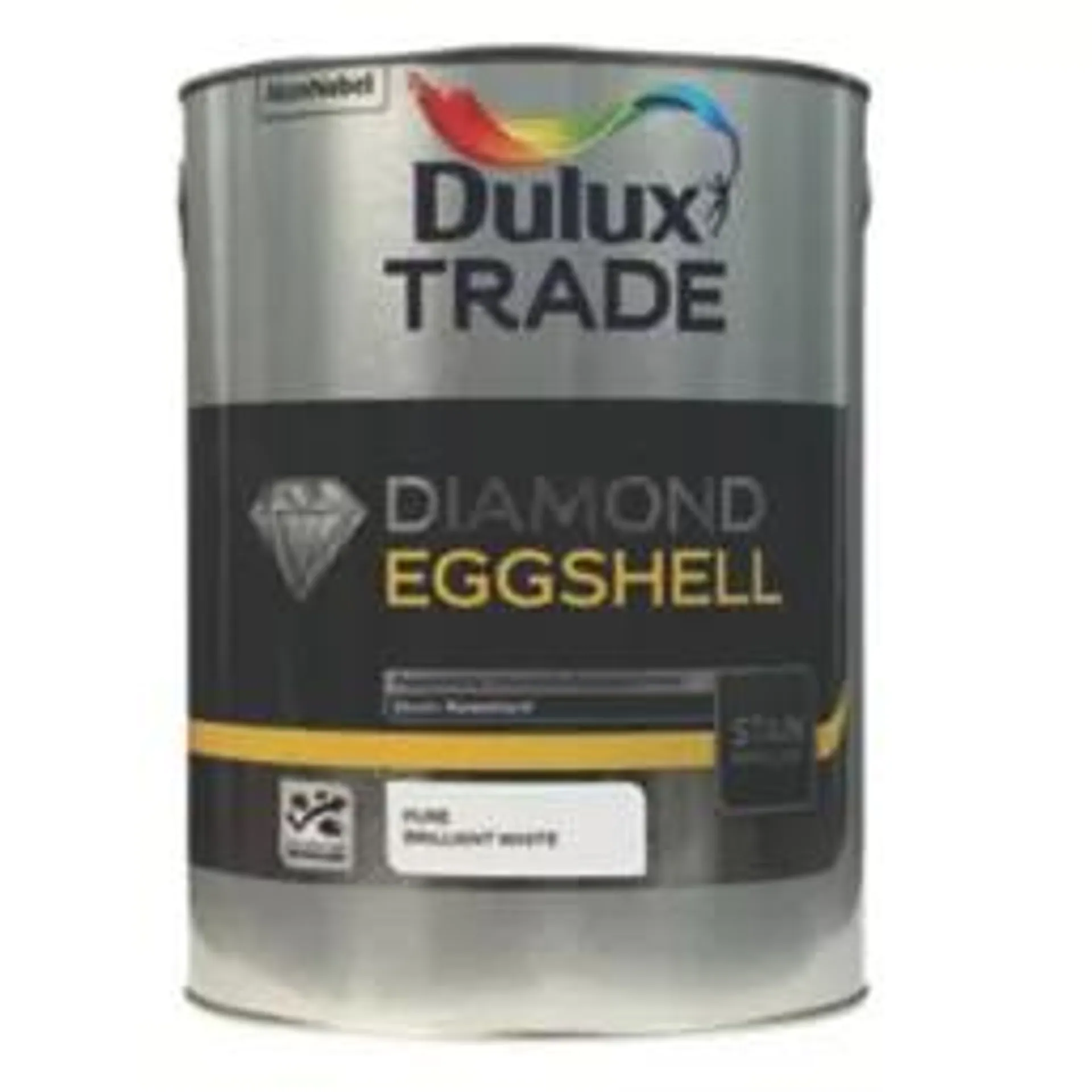 Dulux Trade Diamond Eggshell Pure Brilliant White Trim Diamond Quick-Drying Paint 5Ltr